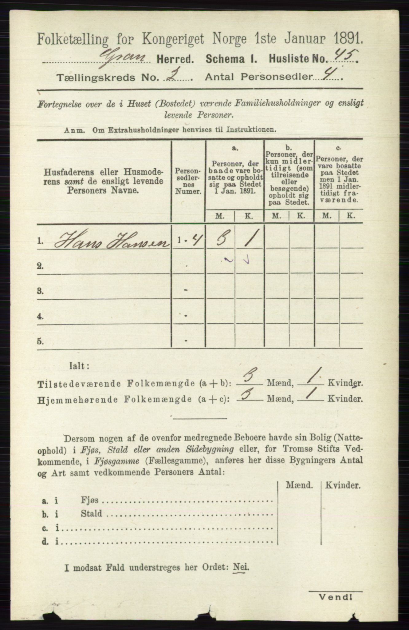 RA, Folketelling 1891 for 0534 Gran herred, 1891, s. 324