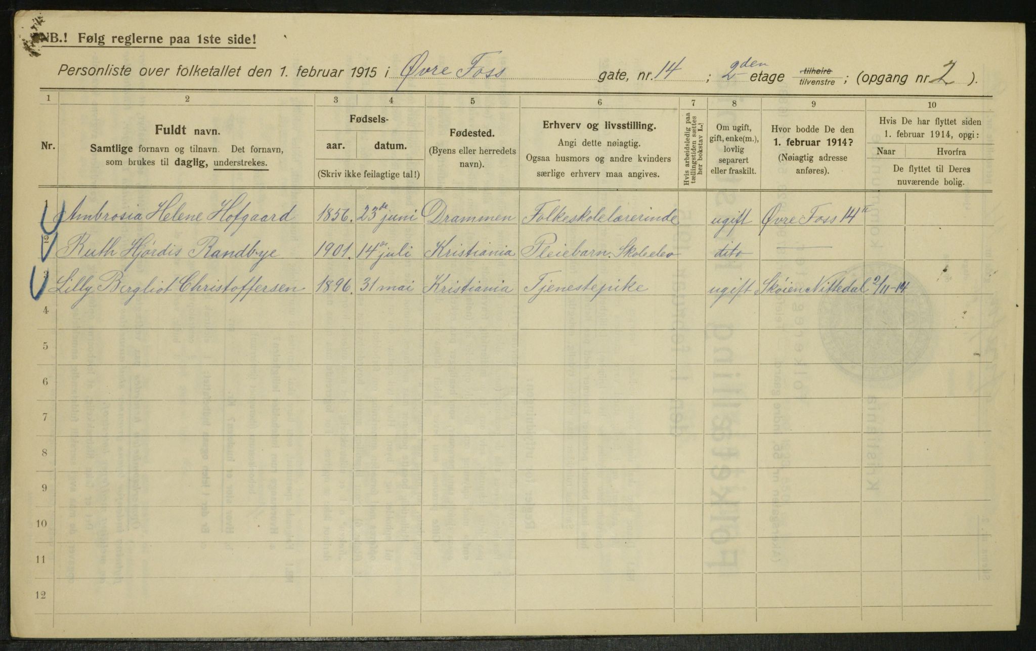 OBA, Kommunal folketelling 1.2.1915 for Kristiania, 1915, s. 130359