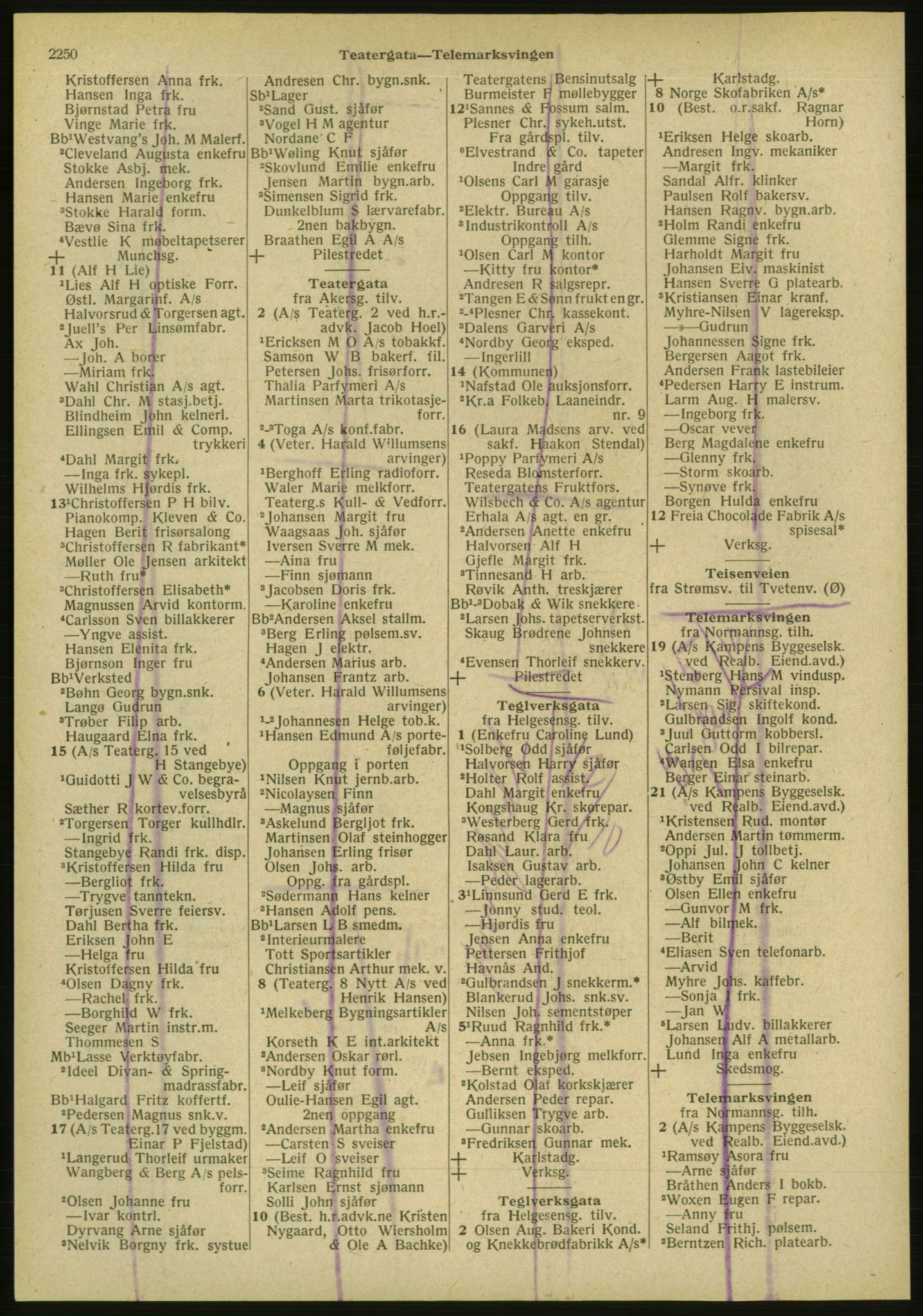 Kristiania/Oslo adressebok, PUBL/-, 1951, s. 2250