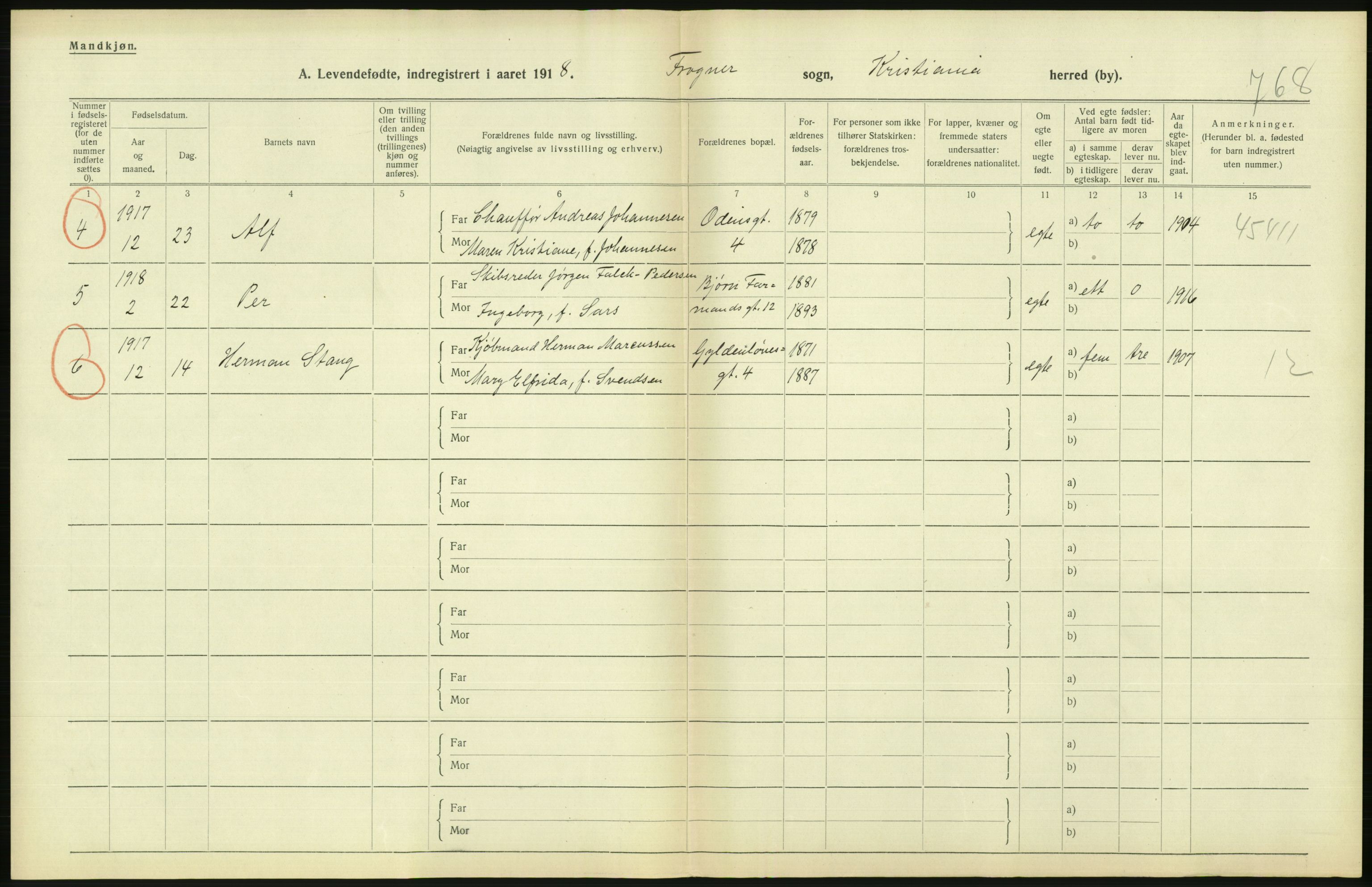 Statistisk sentralbyrå, Sosiodemografiske emner, Befolkning, AV/RA-S-2228/D/Df/Dfb/Dfbh/L0008: Kristiania: Levendefødte menn og kvinner., 1918, s. 680