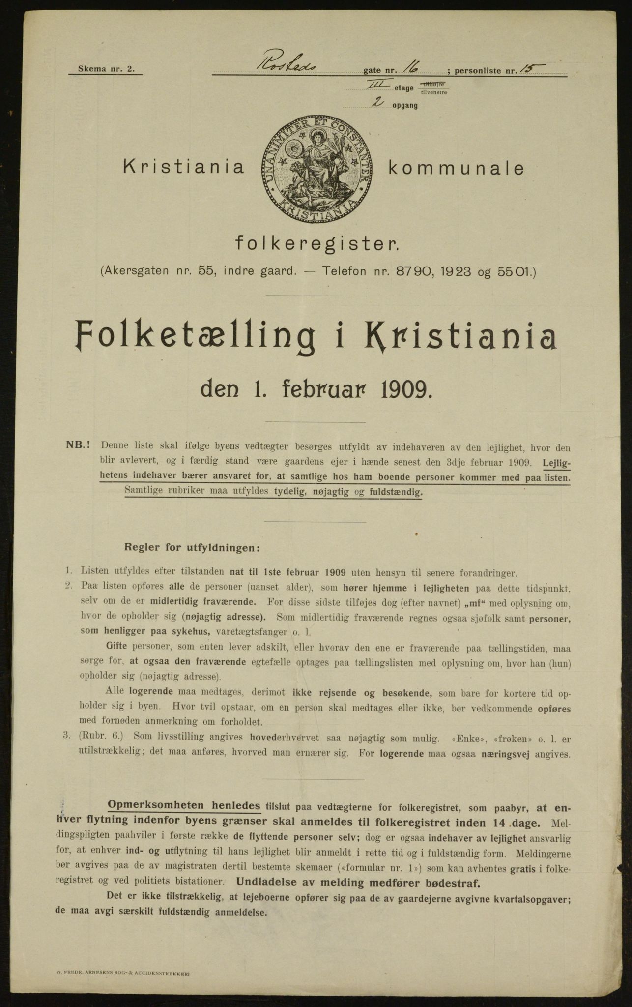 OBA, Kommunal folketelling 1.2.1909 for Kristiania kjøpstad, 1909, s. 76715