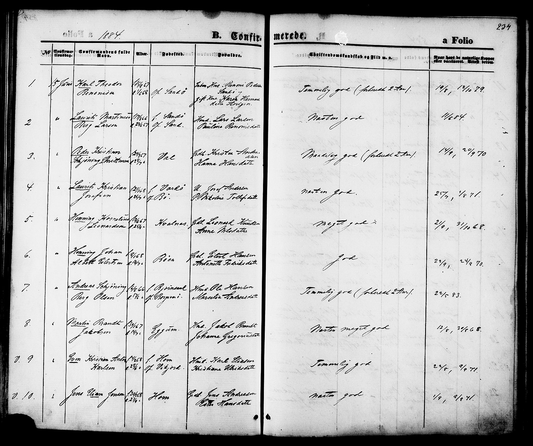 Ministerialprotokoller, klokkerbøker og fødselsregistre - Nordland, SAT/A-1459/880/L1132: Ministerialbok nr. 880A06, 1869-1887, s. 234