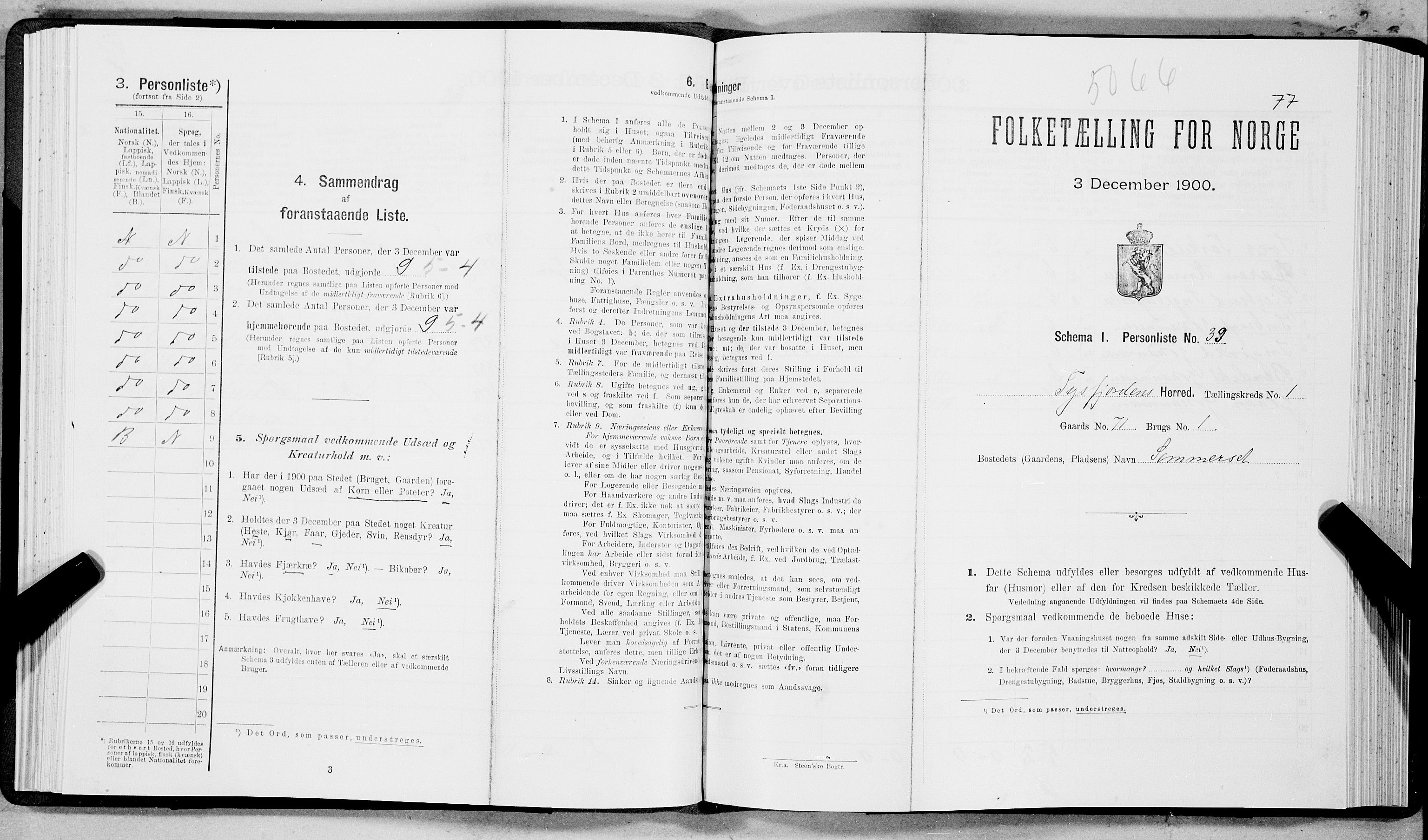 SAT, Folketelling 1900 for 1850 Tysfjord herred, 1900, s. 90
