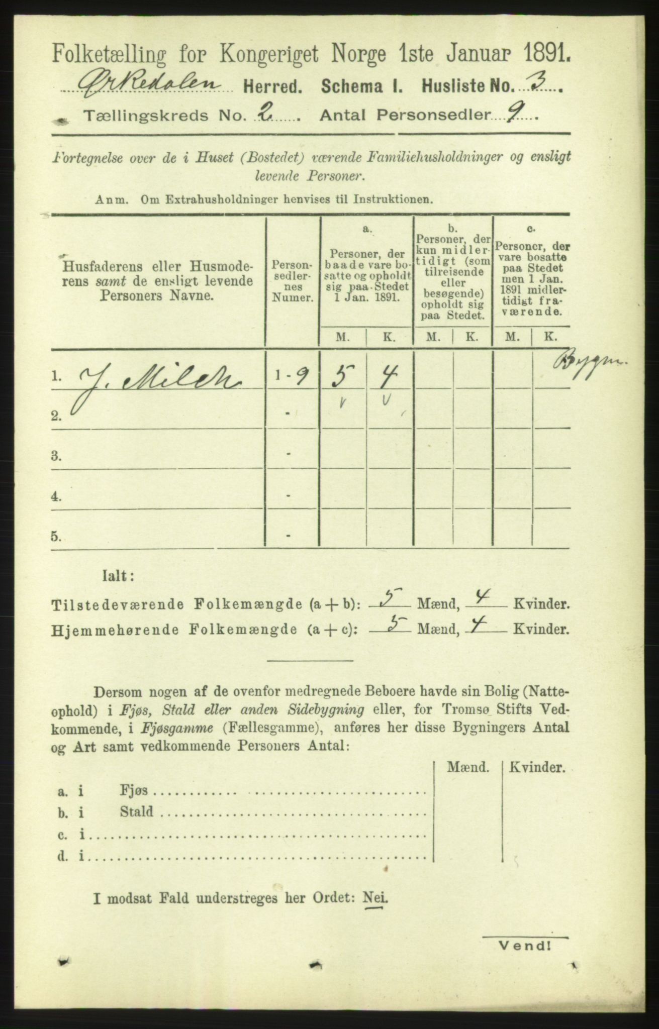 RA, Folketelling 1891 for 1638 Orkdal herred, 1891, s. 884