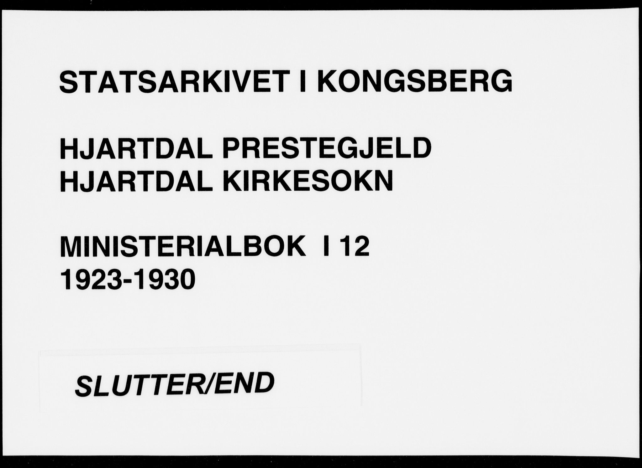 Hjartdal kirkebøker, AV/SAKO-A-270/F/Fa/L0012: Ministerialbok nr. I 12, 1923-1930