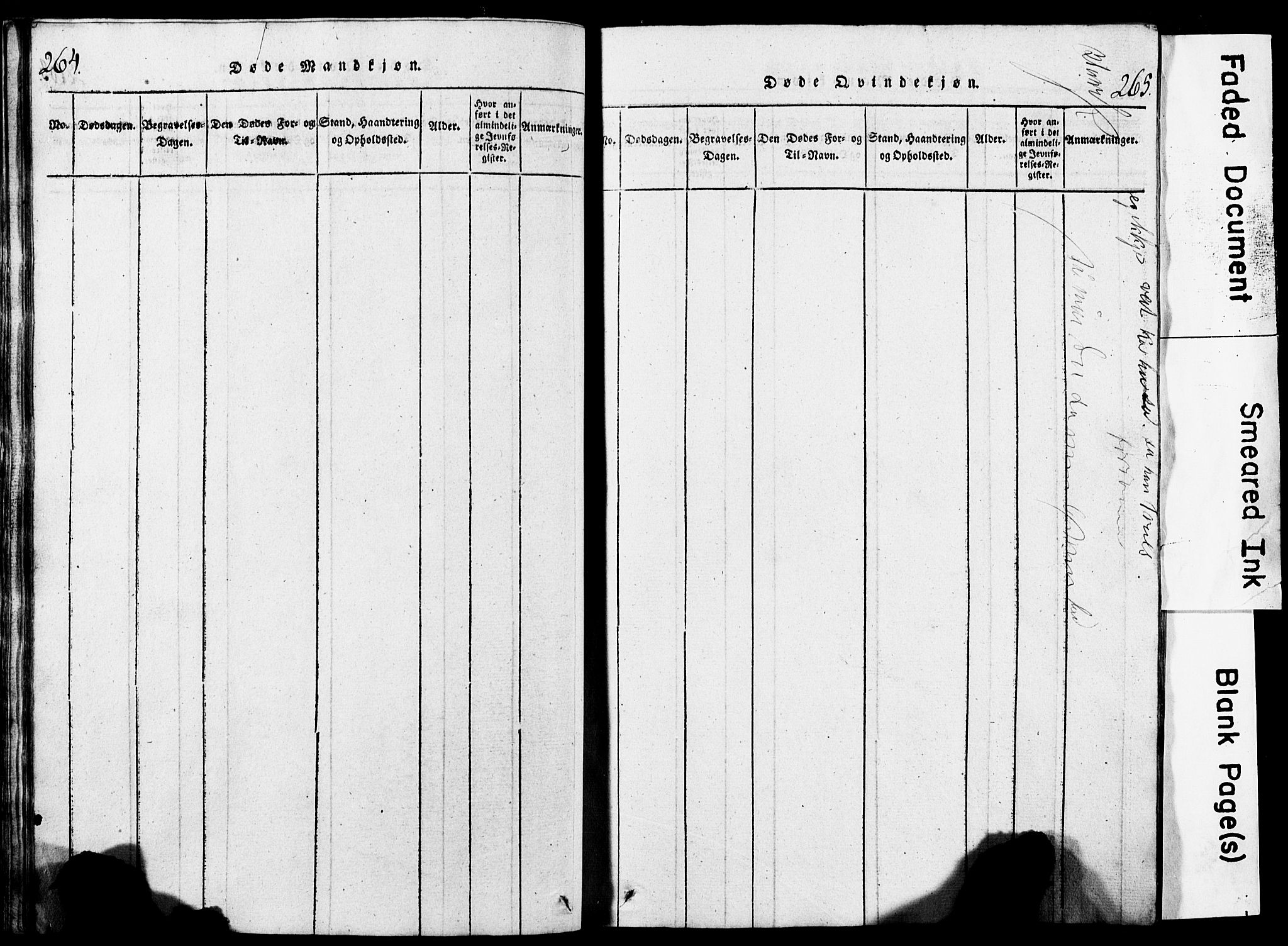 Torvastad sokneprestkontor, SAST/A -101857/H/Ha/Hab/L0002: Klokkerbok nr. B 2, 1817-1834, s. 264-265