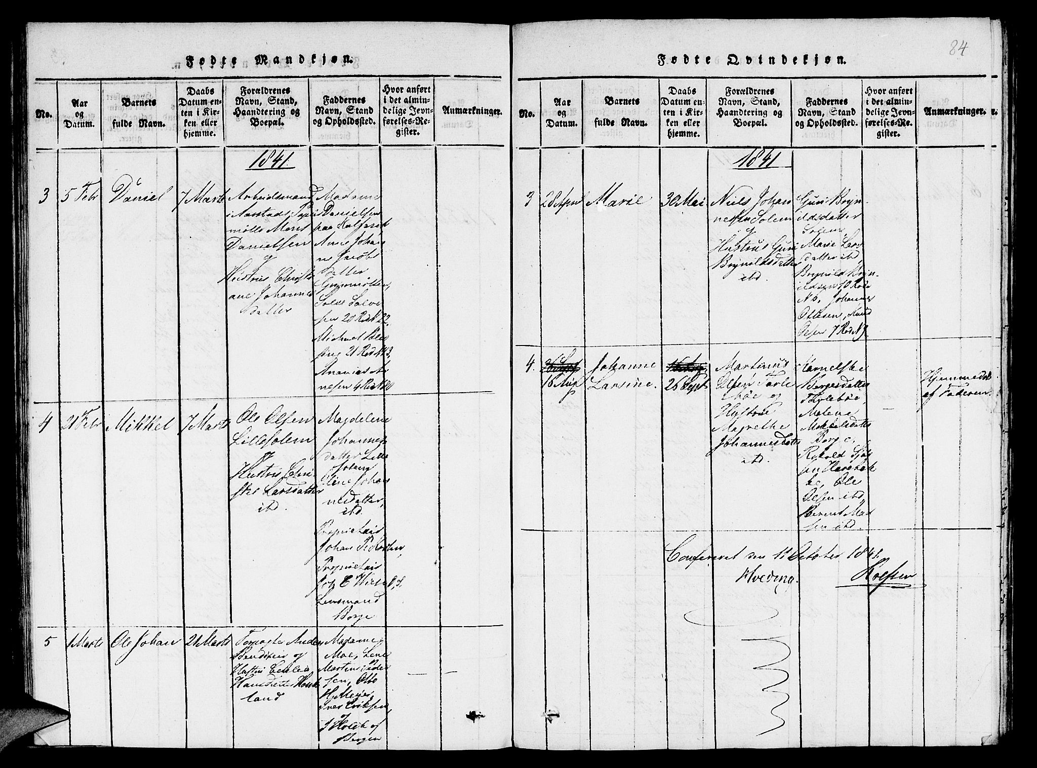 St. Jørgens hospital og Årstad sokneprestembete, SAB/A-99934: Klokkerbok nr. A 1, 1816-1843, s. 84