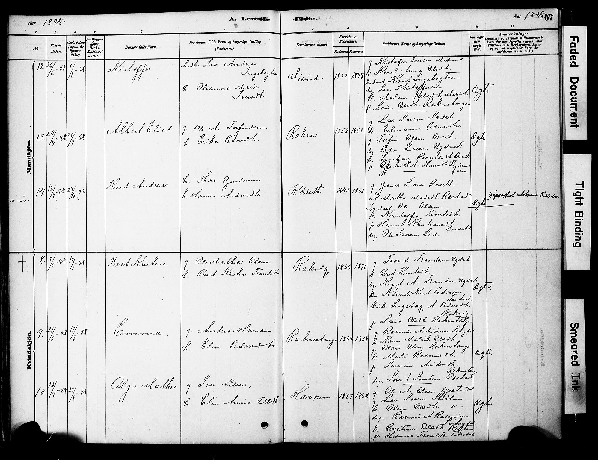 Ministerialprotokoller, klokkerbøker og fødselsregistre - Møre og Romsdal, AV/SAT-A-1454/563/L0736: Ministerialbok nr. 563A01, 1878-1903, s. 57