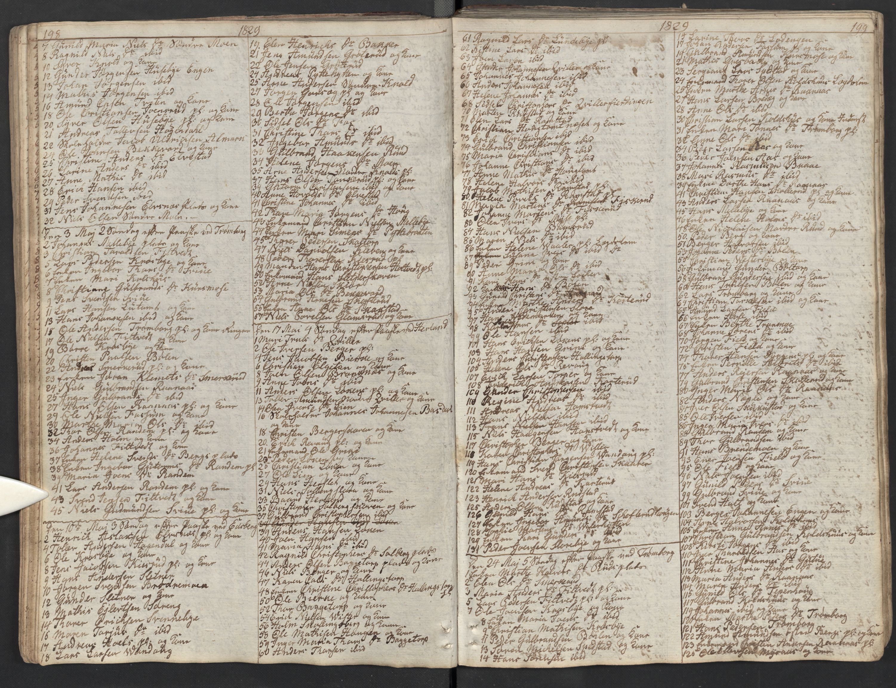 Eidsberg prestekontor Kirkebøker, AV/SAO-A-10905/M/Ma/L0002: Kommunikantprotokoll nr. I 2, 1821-1841, s. 198-199