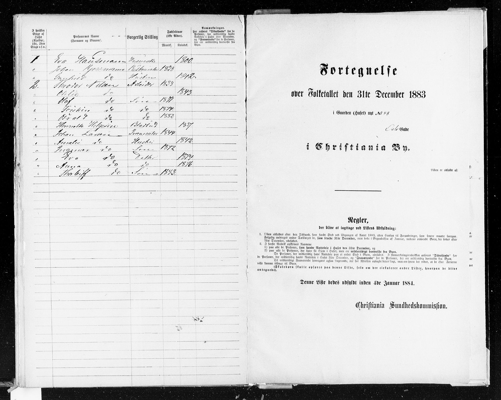 OBA, Kommunal folketelling 31.12.1883 for Kristiania kjøpstad, 1883, s. 3238