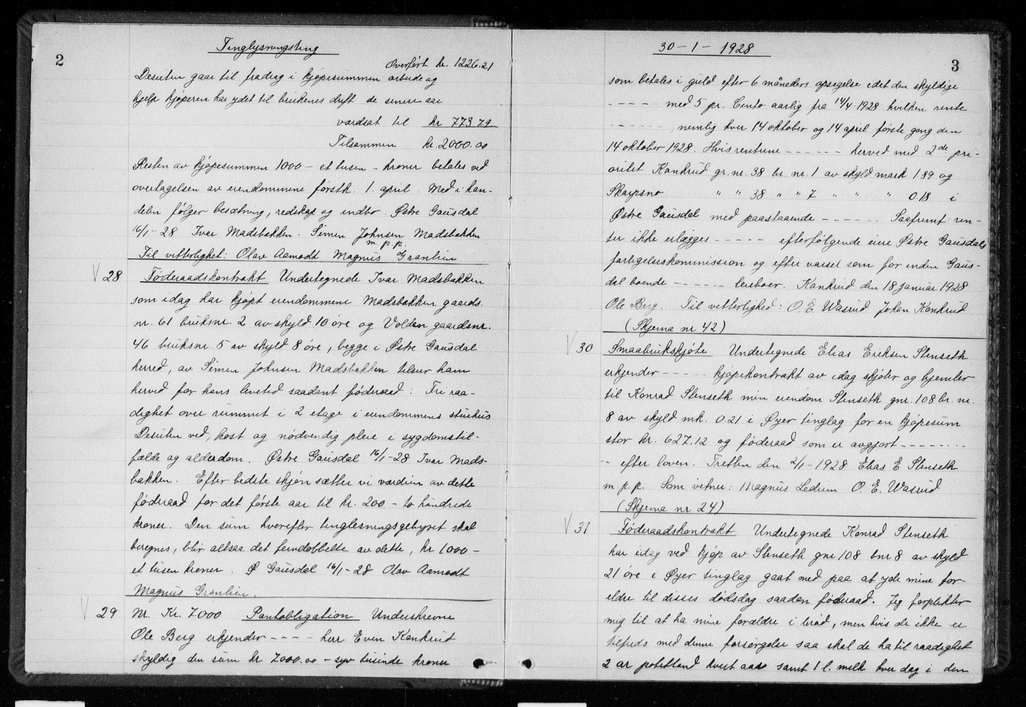Sør-Gudbrandsdal tingrett, AV/SAH-TING-004/H/Hb/Hbb/L0018: Pantebok nr. II 18, 1928-1929, s. 2-3