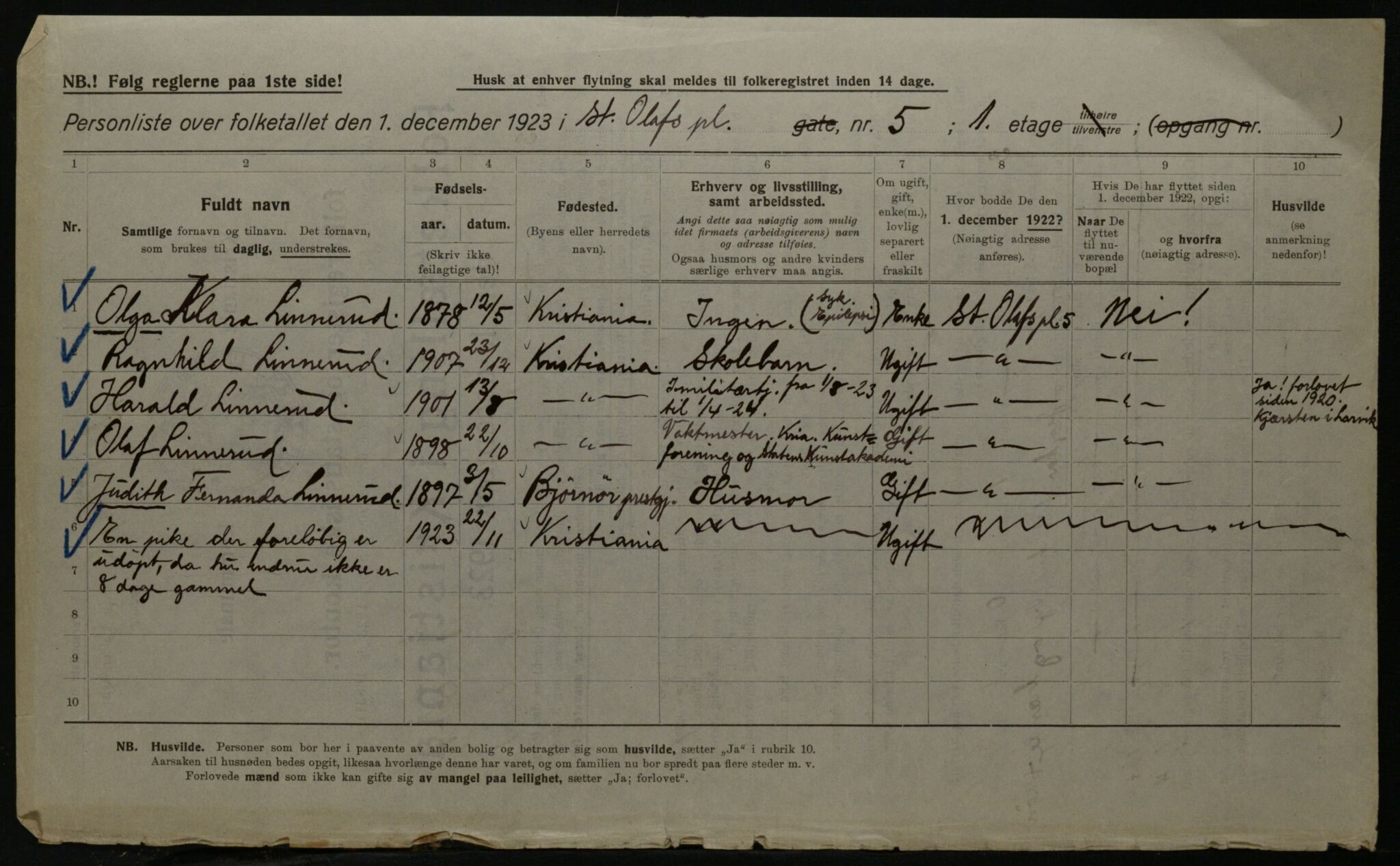 OBA, Kommunal folketelling 1.12.1923 for Kristiania, 1923, s. 97735