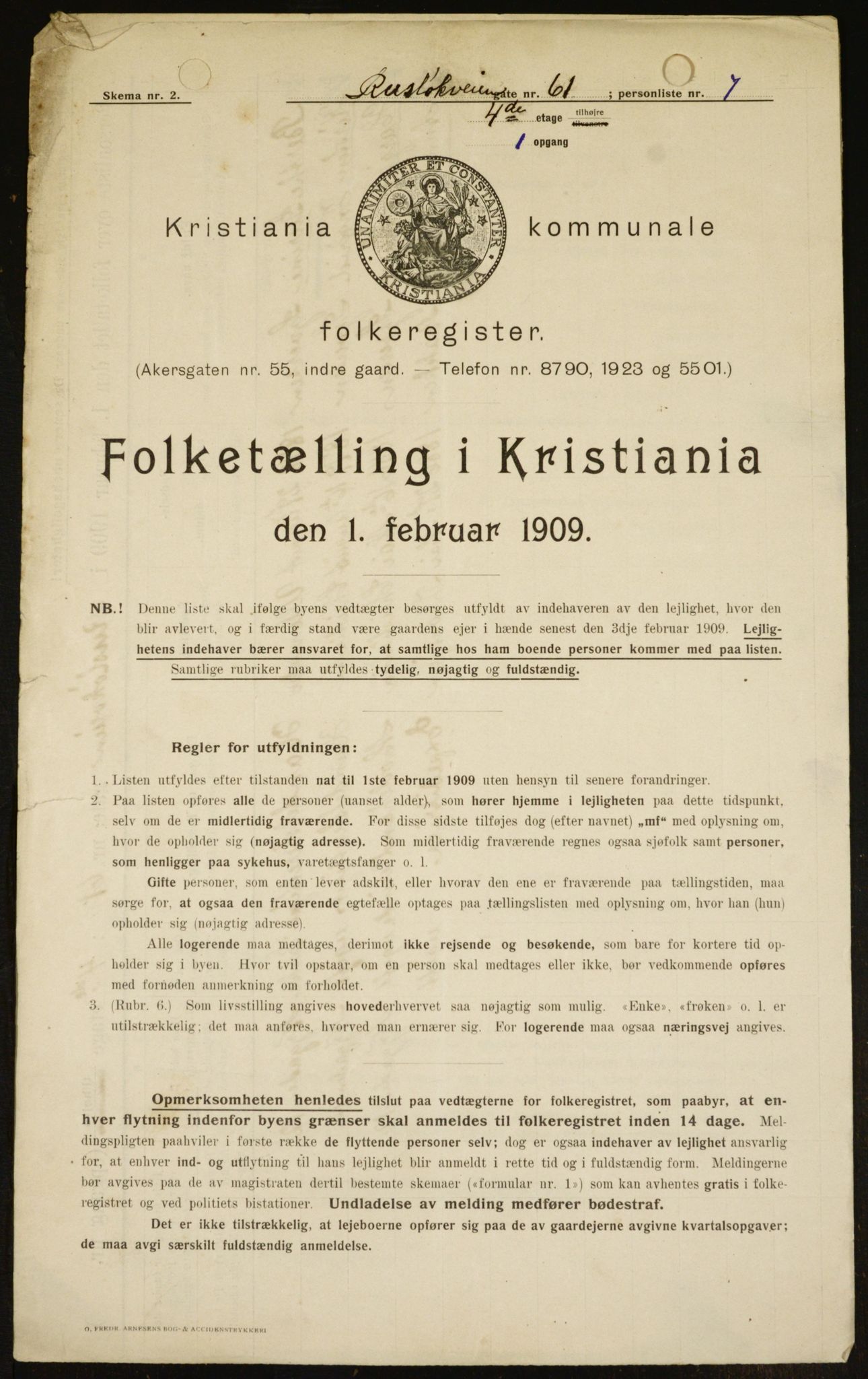 OBA, Kommunal folketelling 1.2.1909 for Kristiania kjøpstad, 1909, s. 77787