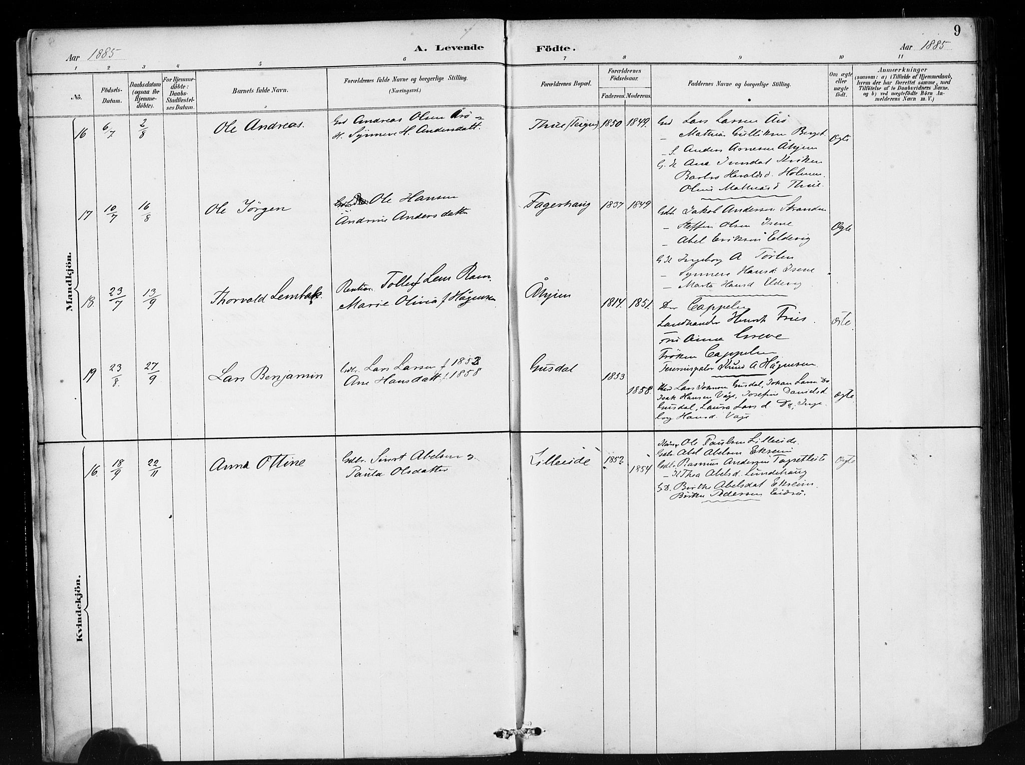 Ministerialprotokoller, klokkerbøker og fødselsregistre - Møre og Romsdal, AV/SAT-A-1454/501/L0008: Ministerialbok nr. 501A08, 1885-1901, s. 9