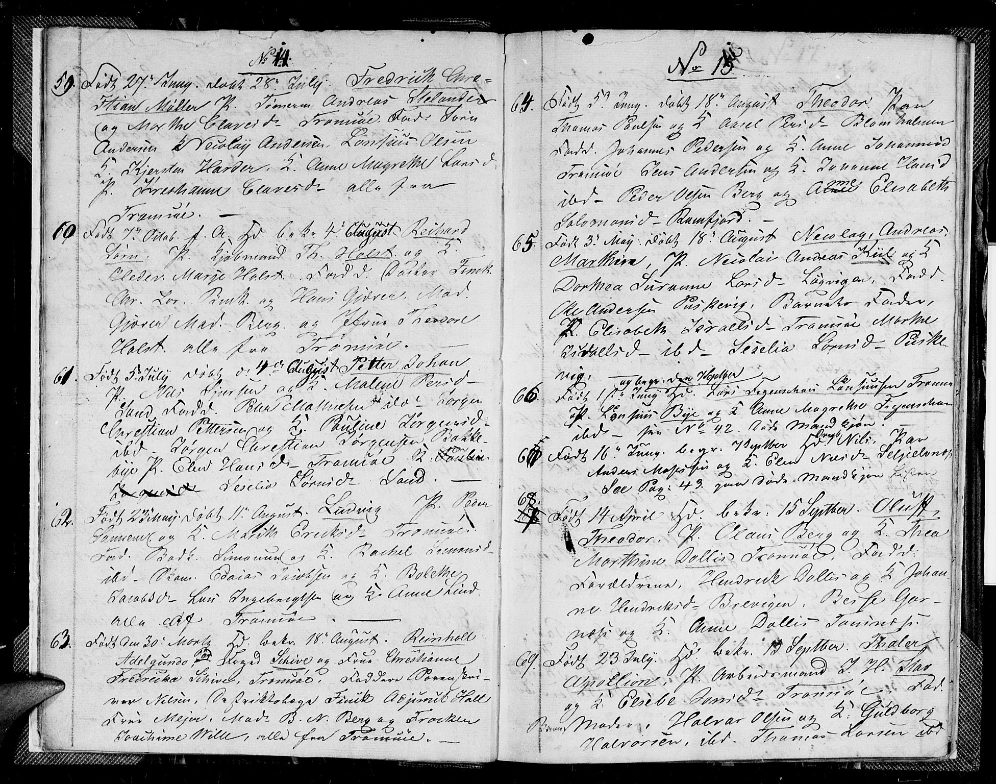 Tromsø sokneprestkontor/stiftsprosti/domprosti, AV/SATØ-S-1343/G/Gb/L0002klokker: Klokkerbok nr. 2, 1832-1833, s. 14-15
