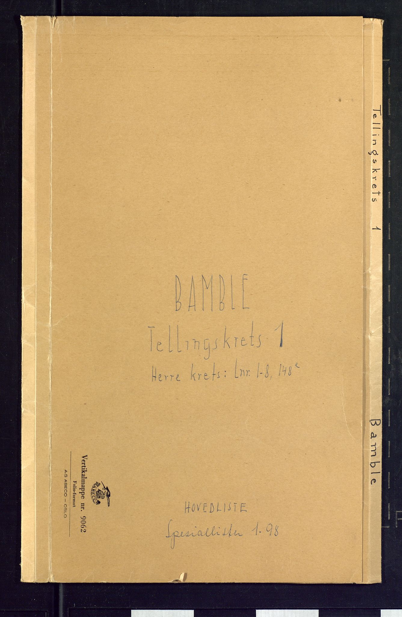 SAKO, Folketelling 1875 for 0814L Bamble prestegjeld, Bamble sokn, 1875, s. 1