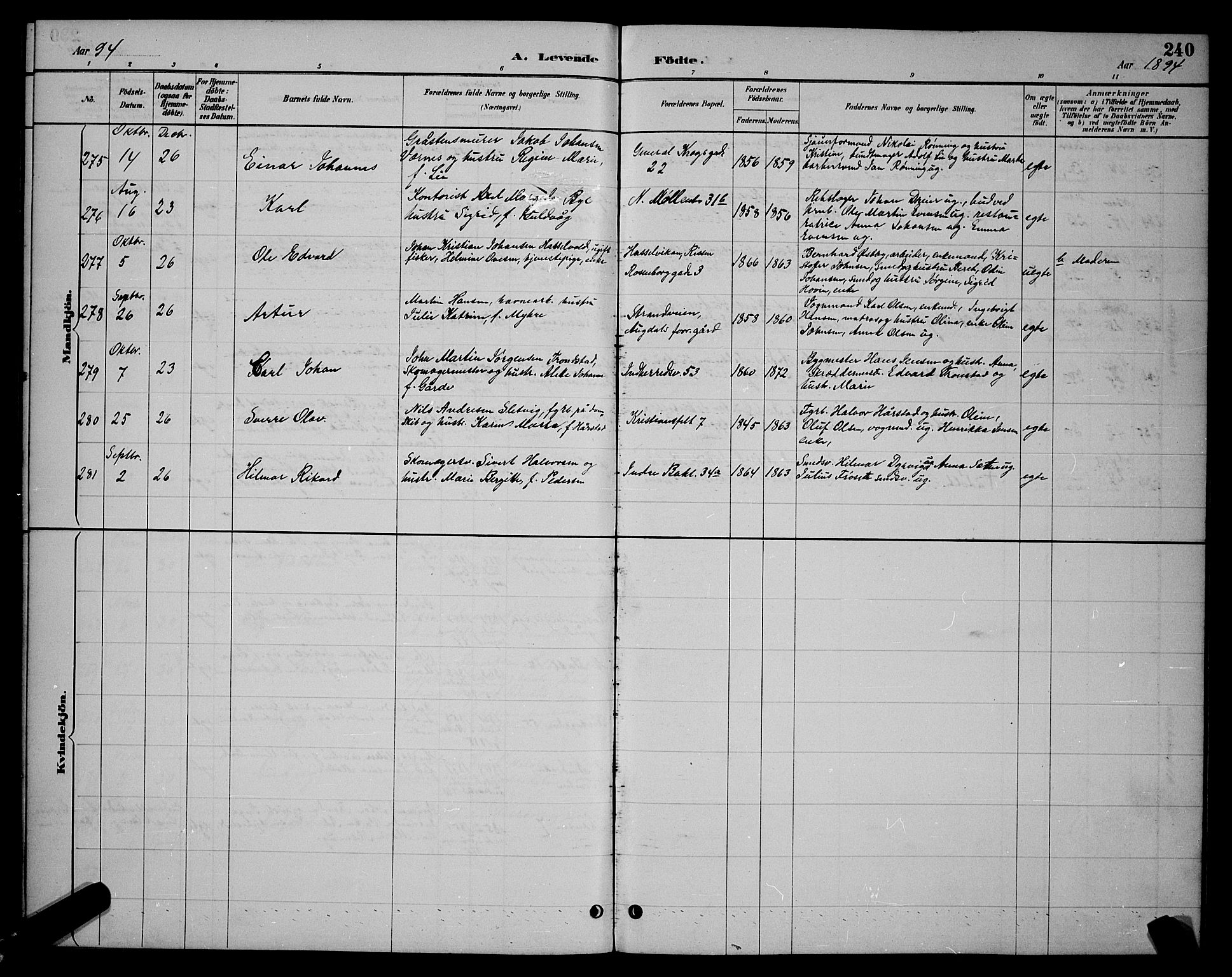 Ministerialprotokoller, klokkerbøker og fødselsregistre - Sør-Trøndelag, AV/SAT-A-1456/604/L0222: Klokkerbok nr. 604C05, 1886-1895, s. 240