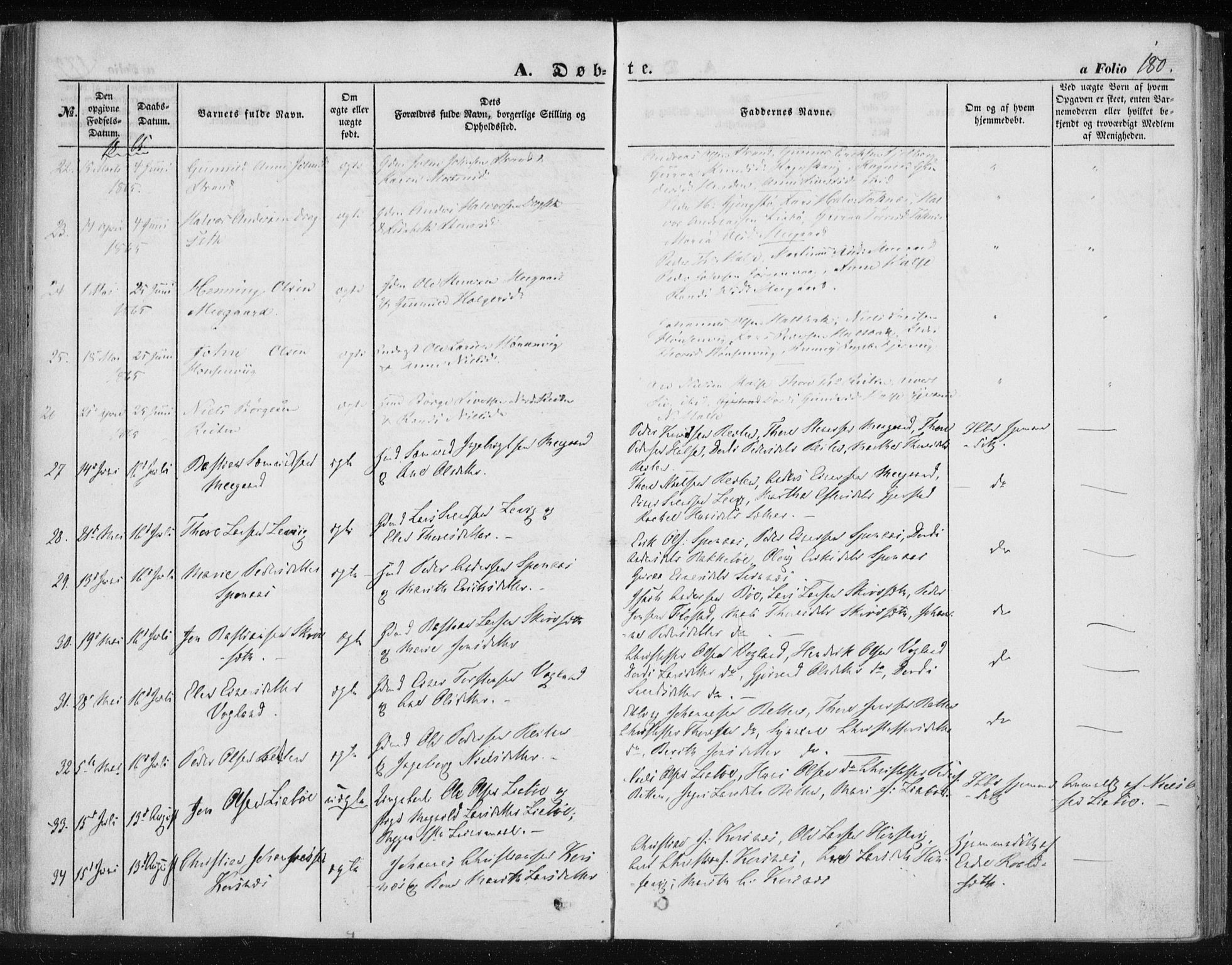 Ministerialprotokoller, klokkerbøker og fødselsregistre - Møre og Romsdal, AV/SAT-A-1454/576/L0883: Ministerialbok nr. 576A01, 1849-1865, s. 180