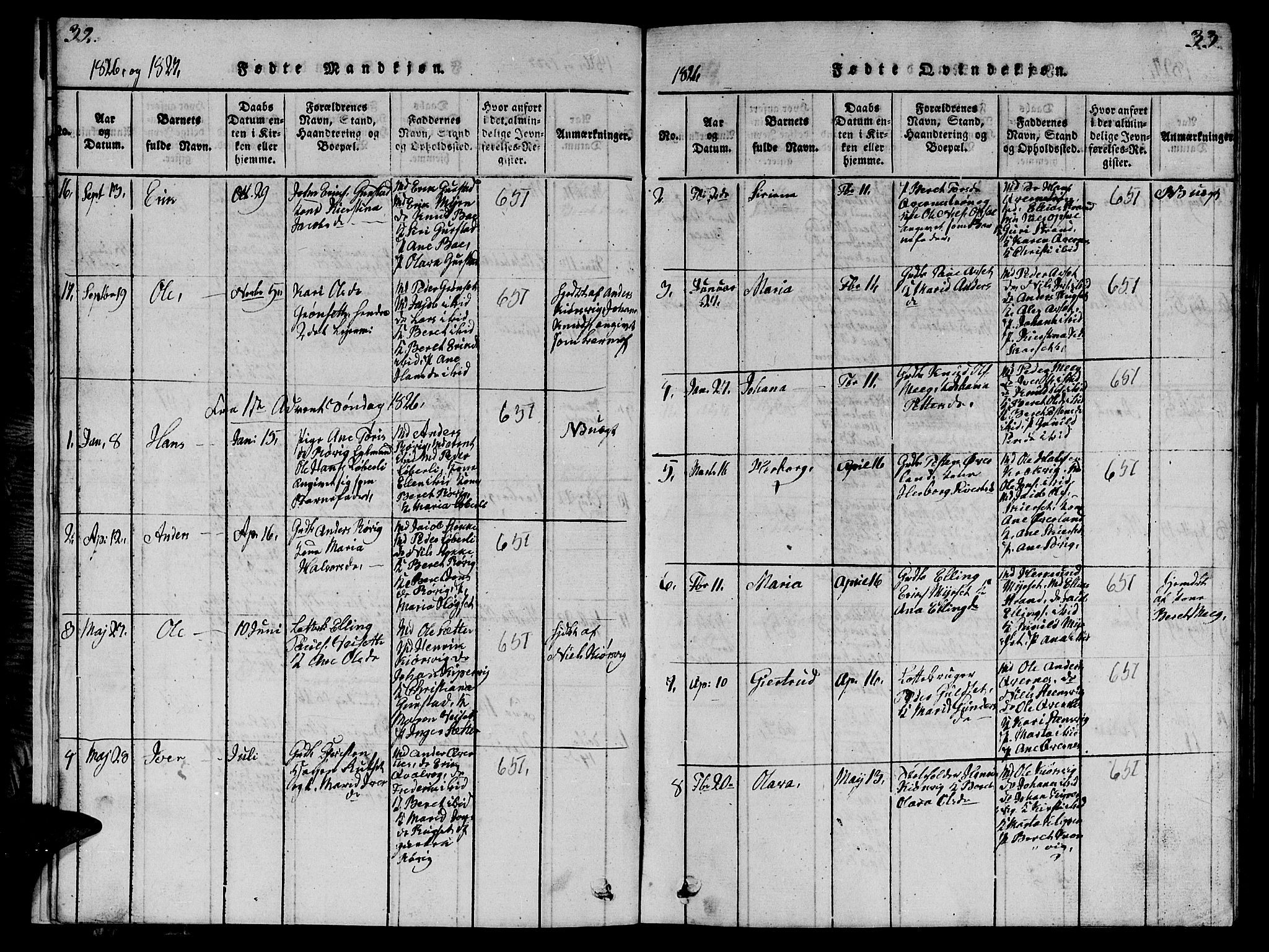 Ministerialprotokoller, klokkerbøker og fødselsregistre - Møre og Romsdal, AV/SAT-A-1454/568/L0811: Klokkerbok nr. 568C01, 1819-1828, s. 32-33