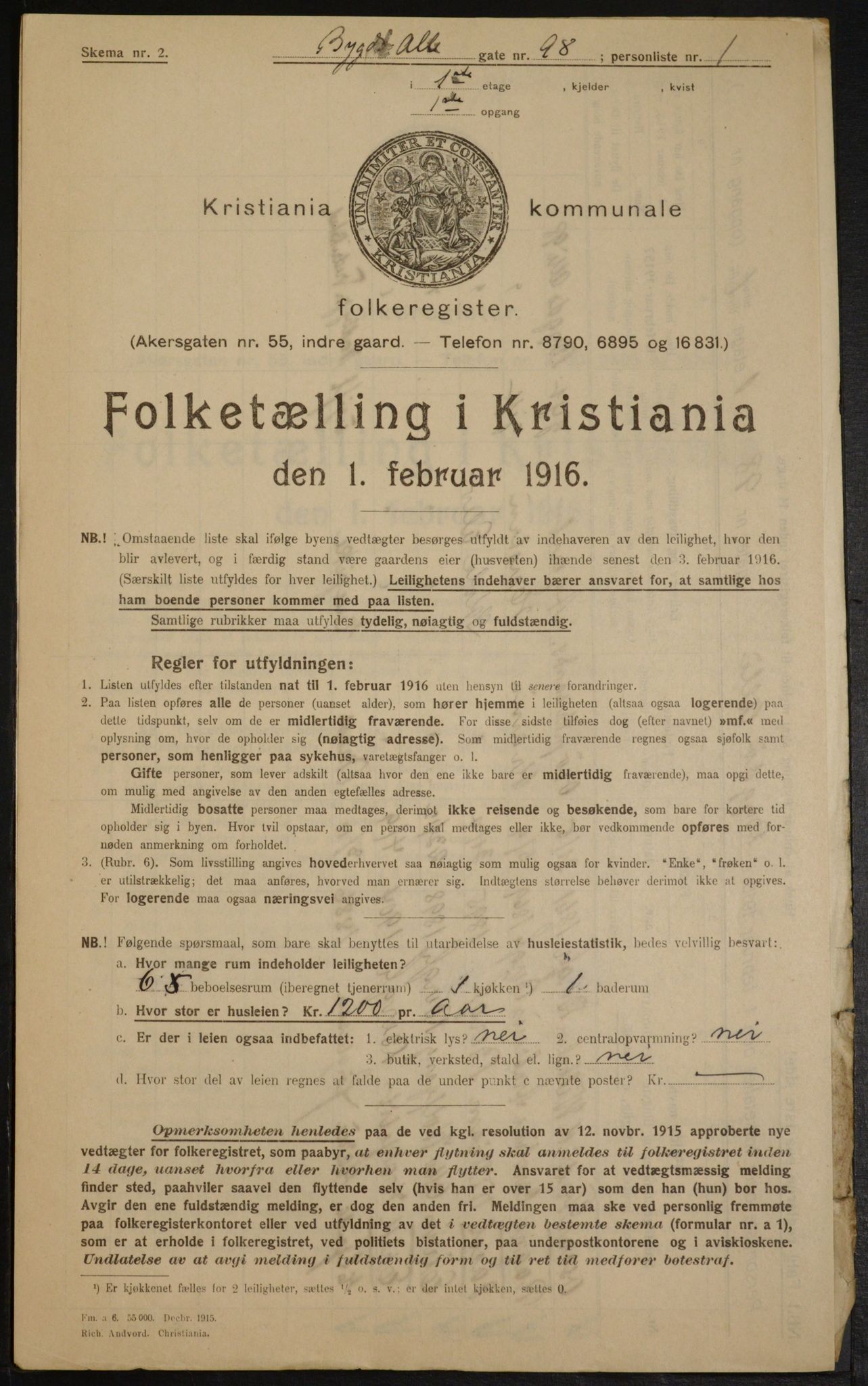 OBA, Kommunal folketelling 1.2.1916 for Kristiania, 1916, s. 11058