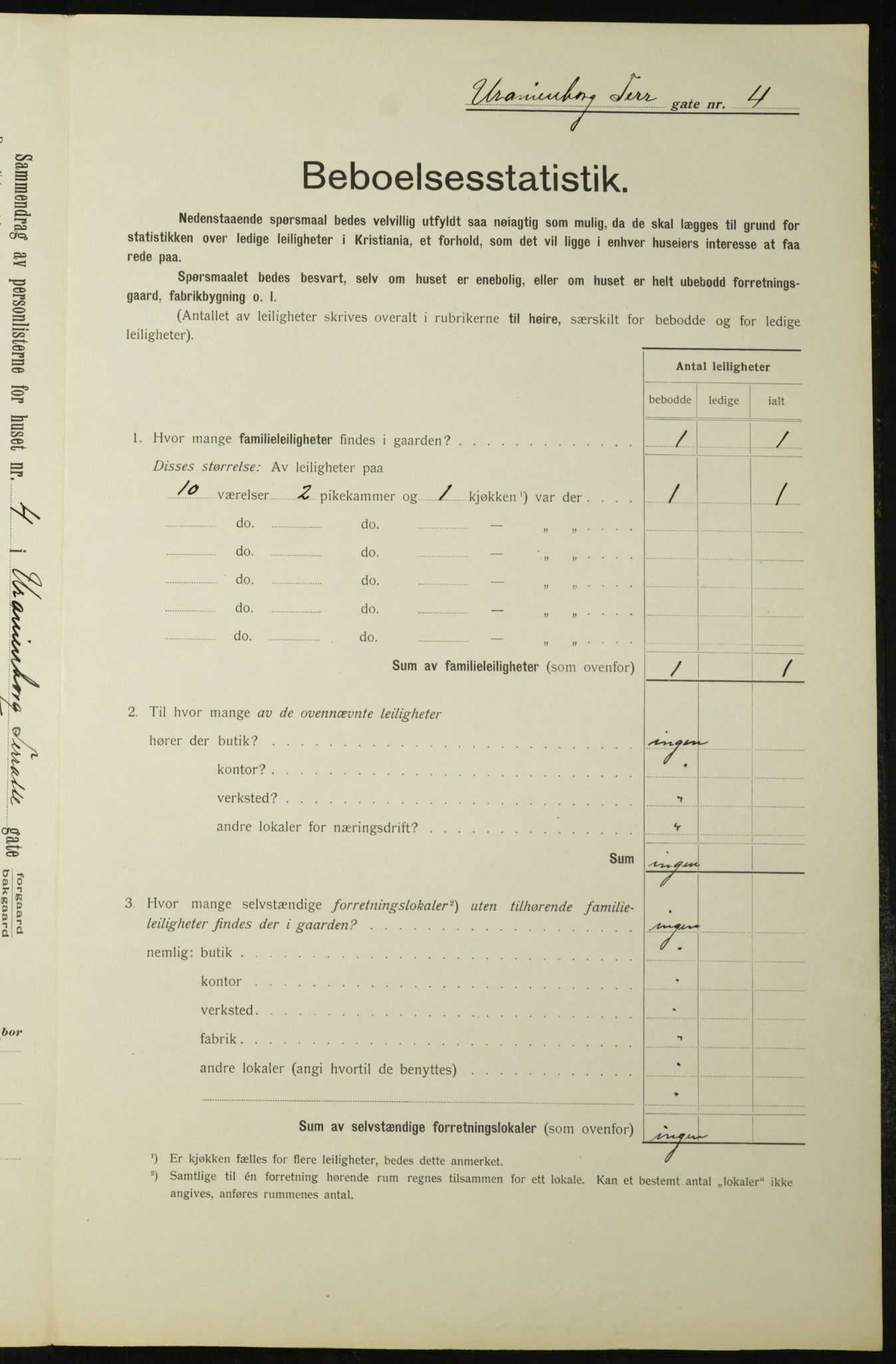 OBA, Kommunal folketelling 1.2.1912 for Kristiania, 1912, s. 120200