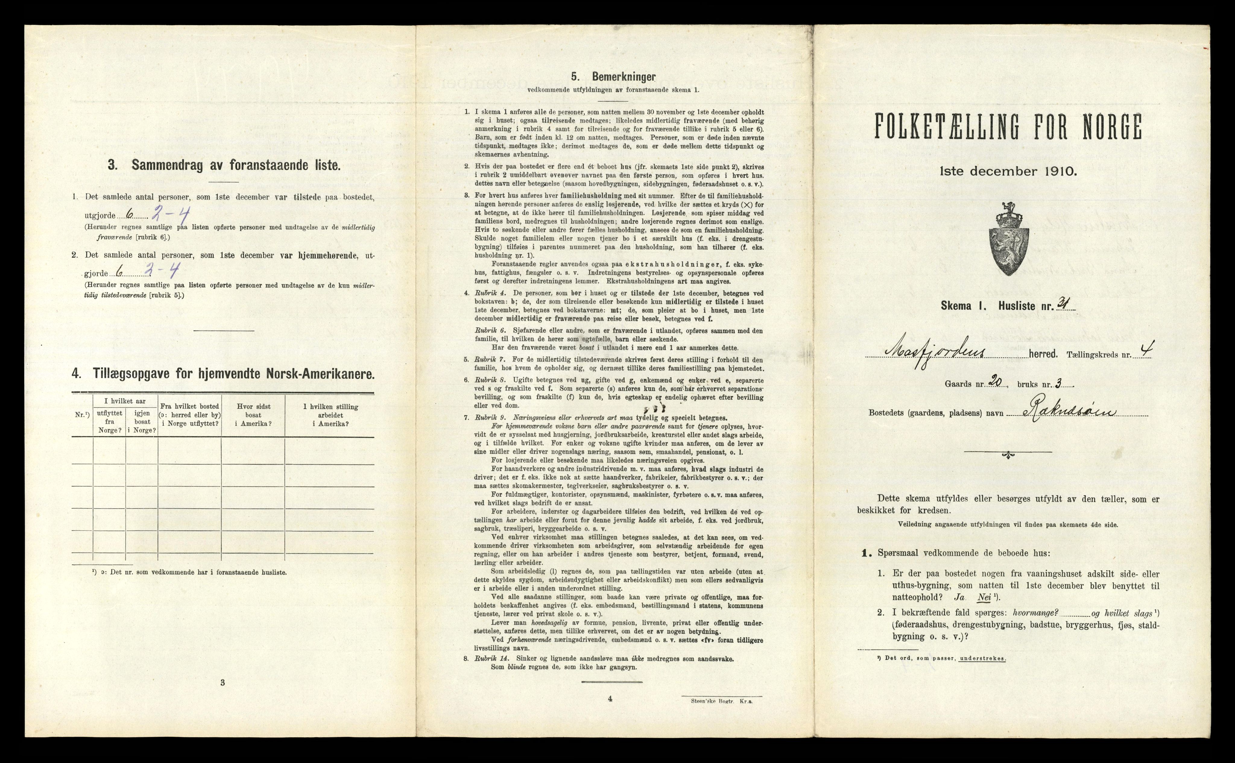 RA, Folketelling 1910 for 1266 Masfjorden herred, 1910, s. 310