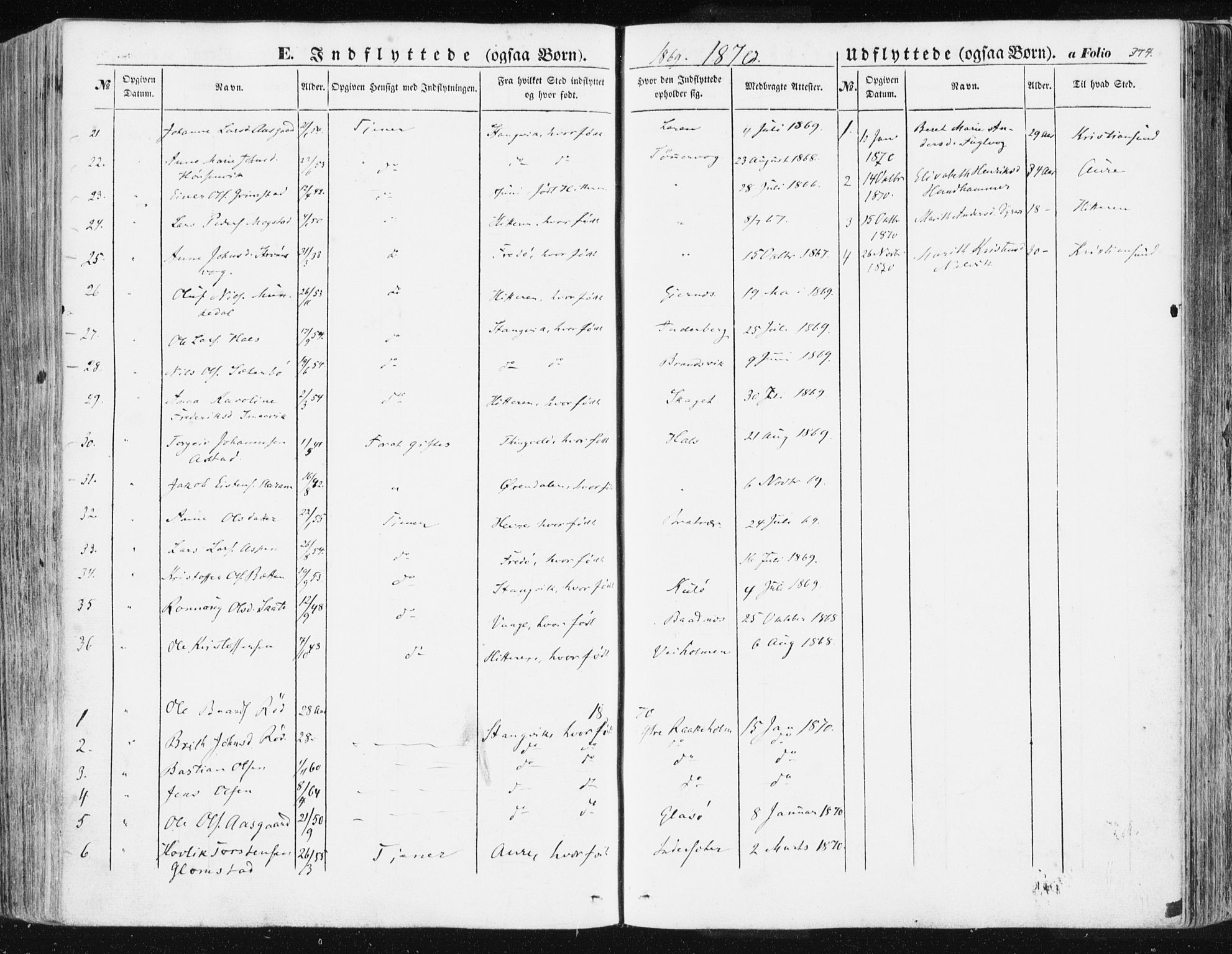 Ministerialprotokoller, klokkerbøker og fødselsregistre - Møre og Romsdal, SAT/A-1454/581/L0937: Ministerialbok nr. 581A05, 1853-1872, s. 374