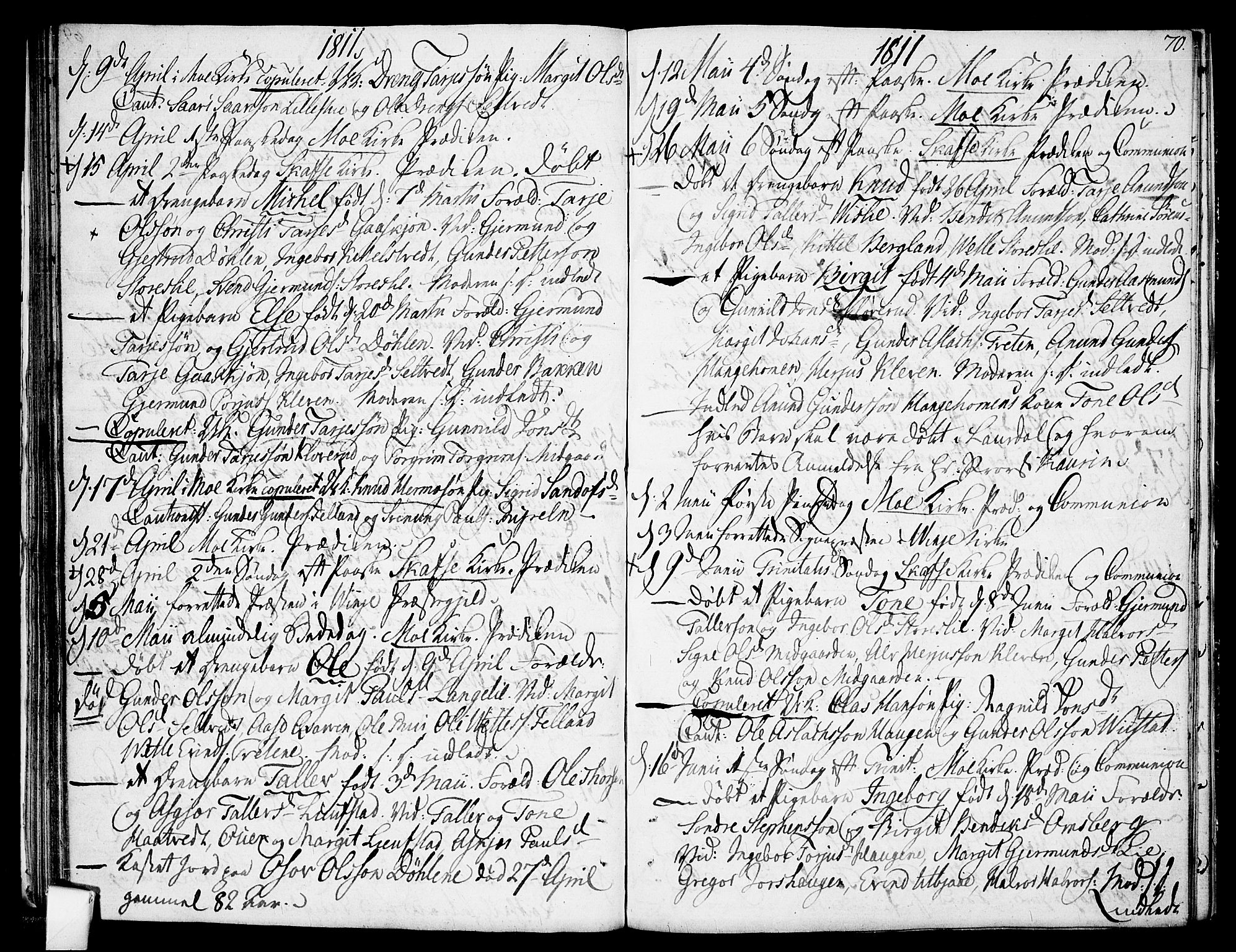 Mo kirkebøker, AV/SAKO-A-286/F/Fa/L0003: Ministerialbok nr. I 3, 1800-1814, s. 70