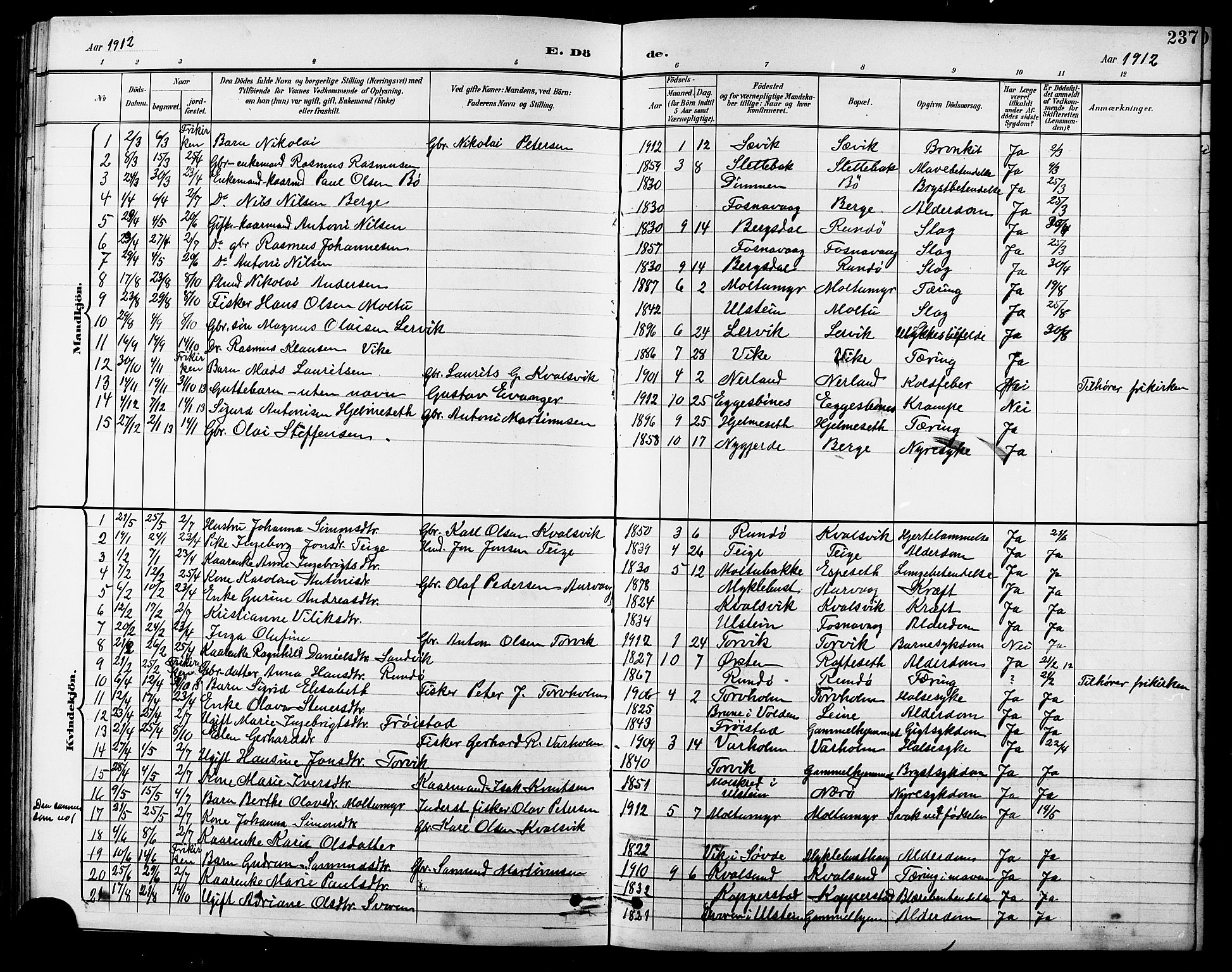 Ministerialprotokoller, klokkerbøker og fødselsregistre - Møre og Romsdal, AV/SAT-A-1454/507/L0082: Klokkerbok nr. 507C05, 1896-1914, s. 237