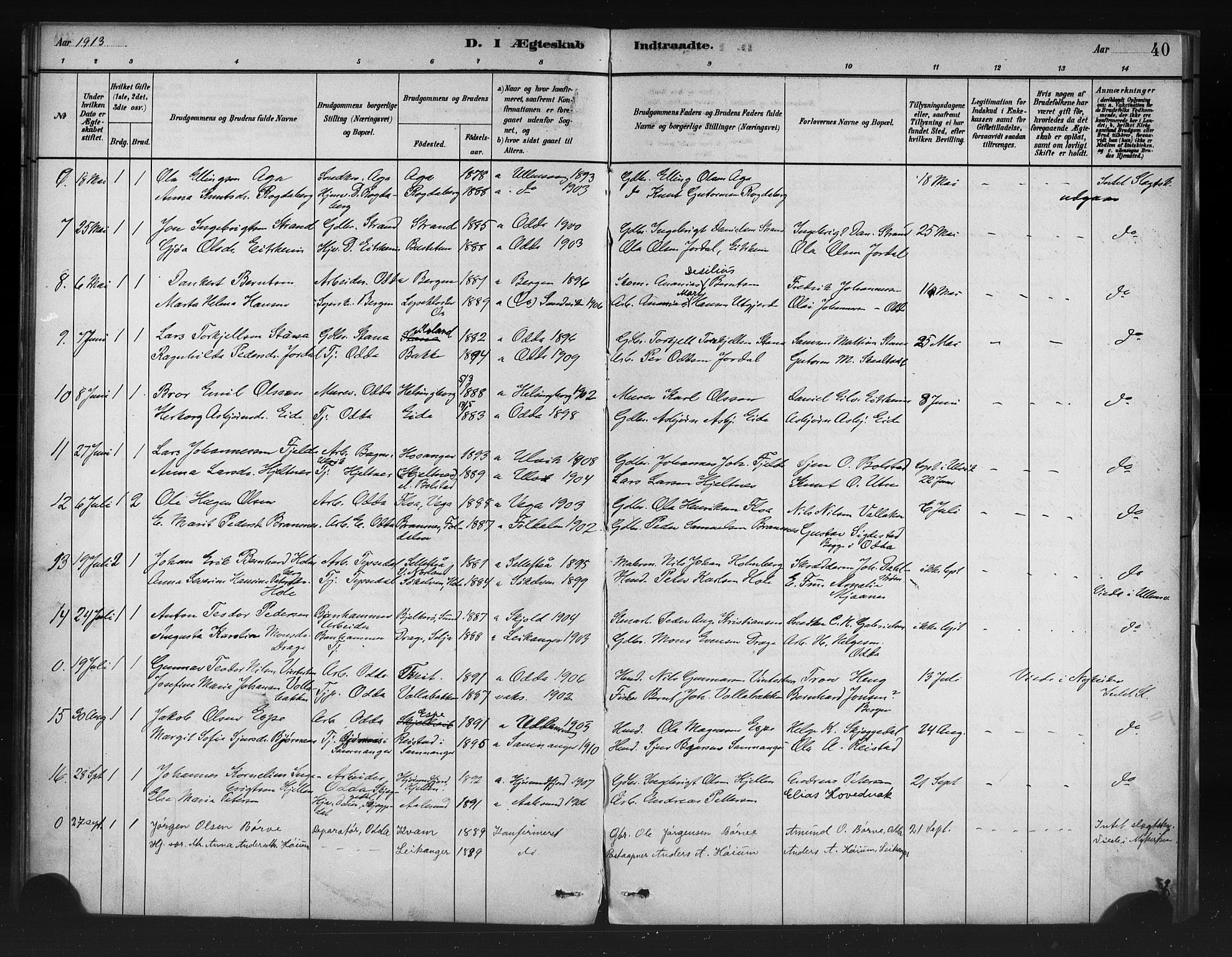 Odda Sokneprestembete, AV/SAB-A-77201/H/Haa: Ministerialbok nr. A 1, 1883-1919, s. 40