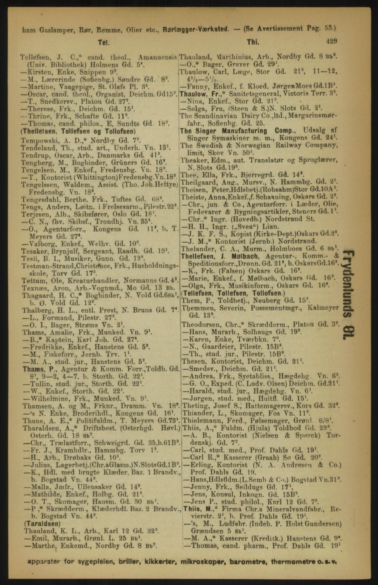 Kristiania/Oslo adressebok, PUBL/-, 1891, s. 429