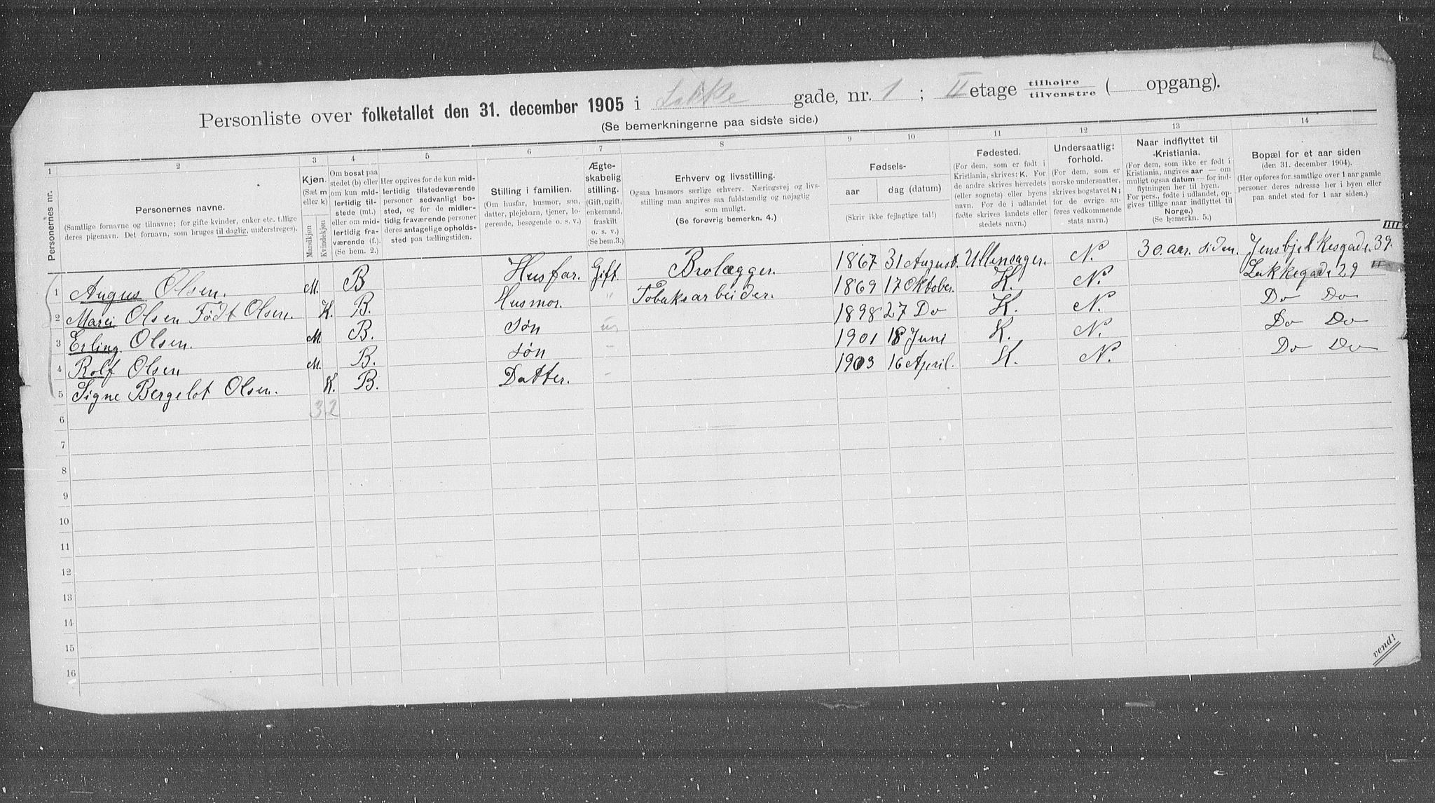 OBA, Kommunal folketelling 31.12.1905 for Kristiania kjøpstad, 1905, s. 29042