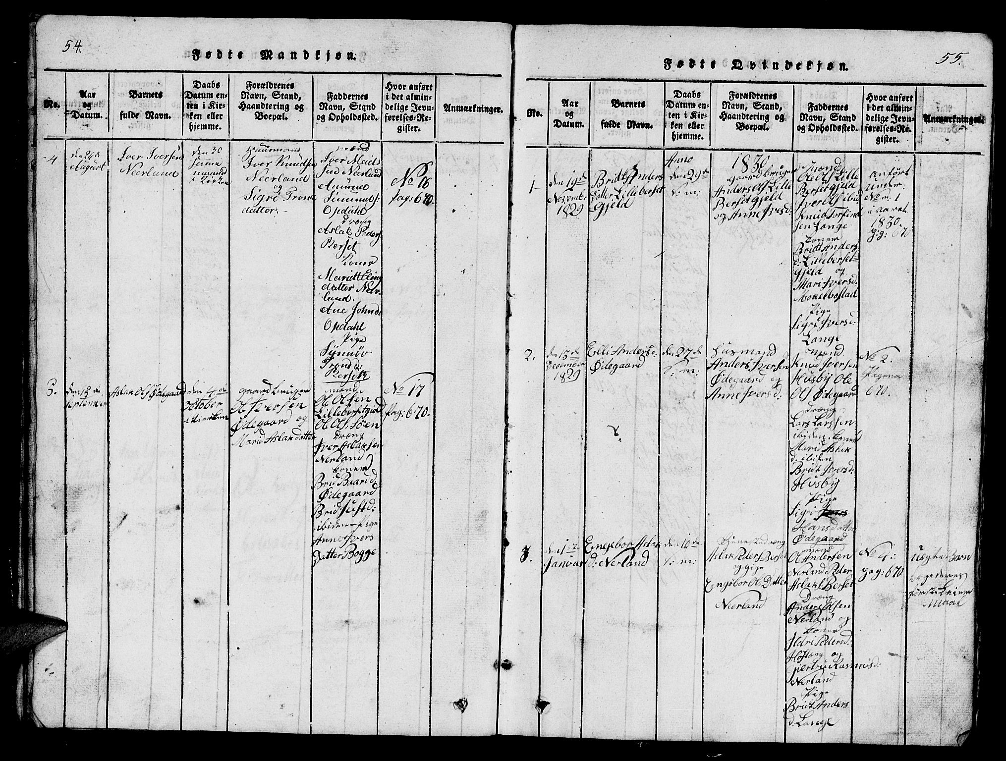 Ministerialprotokoller, klokkerbøker og fødselsregistre - Møre og Romsdal, SAT/A-1454/554/L0644: Klokkerbok nr. 554C01, 1818-1851, s. 54-55