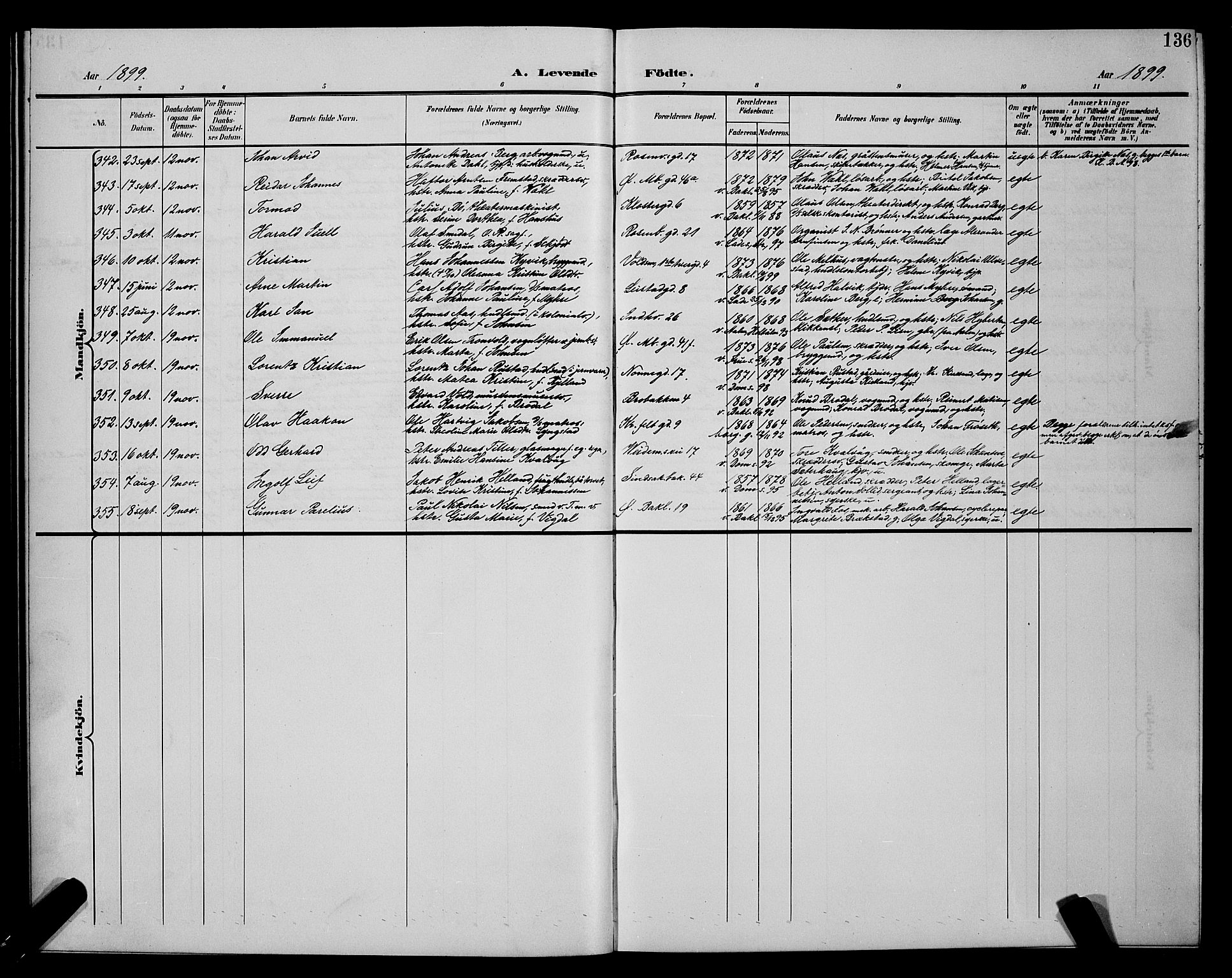 Ministerialprotokoller, klokkerbøker og fødselsregistre - Sør-Trøndelag, AV/SAT-A-1456/604/L0225: Klokkerbok nr. 604C08, 1895-1899, s. 136