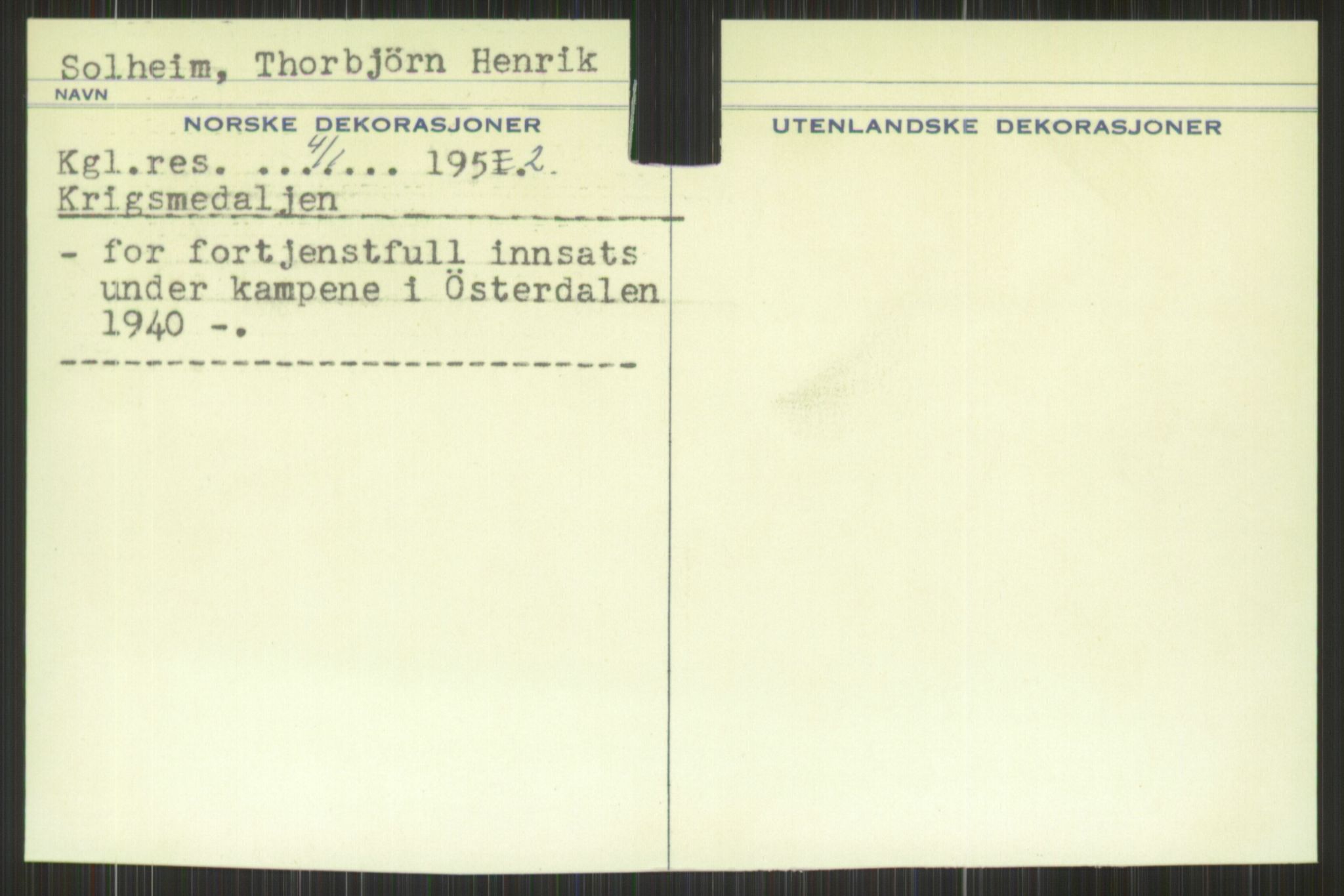 Forsvaret, Krigsdekorasjonskanselliet, RA/RAFA-5156/G/Gd/L0001: Diverse registre, 1944-1956, s. 685
