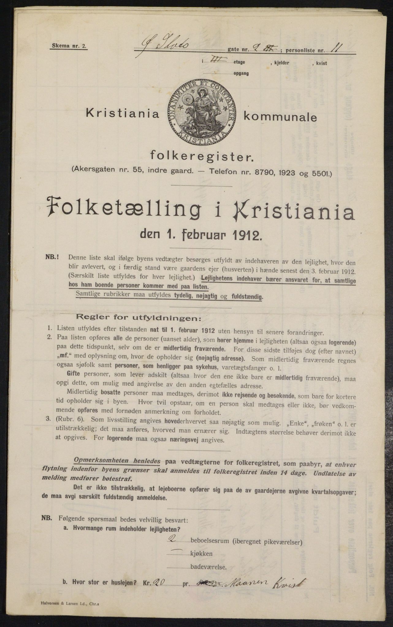 OBA, Kommunal folketelling 1.2.1912 for Kristiania, 1912, s. 129890