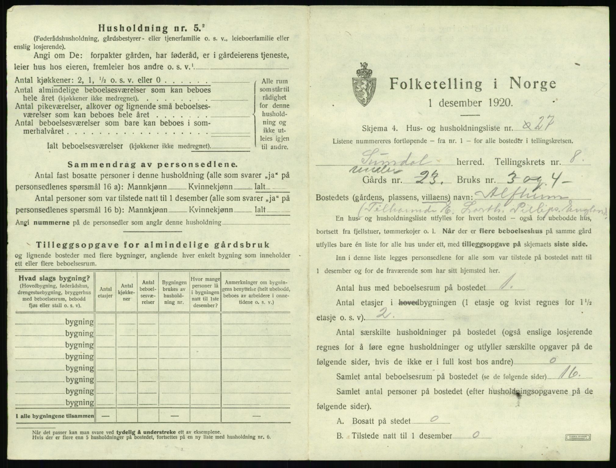 SAT, Folketelling 1920 for 1563 Sunndal herred, 1920, s. 788