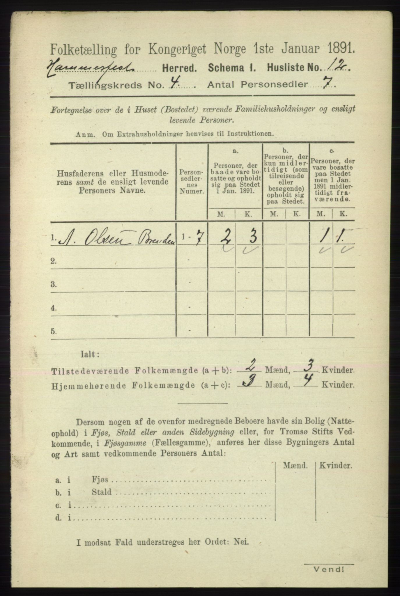 RA, Folketelling 1891 for 2016 Hammerfest herred, 1891, s. 1099