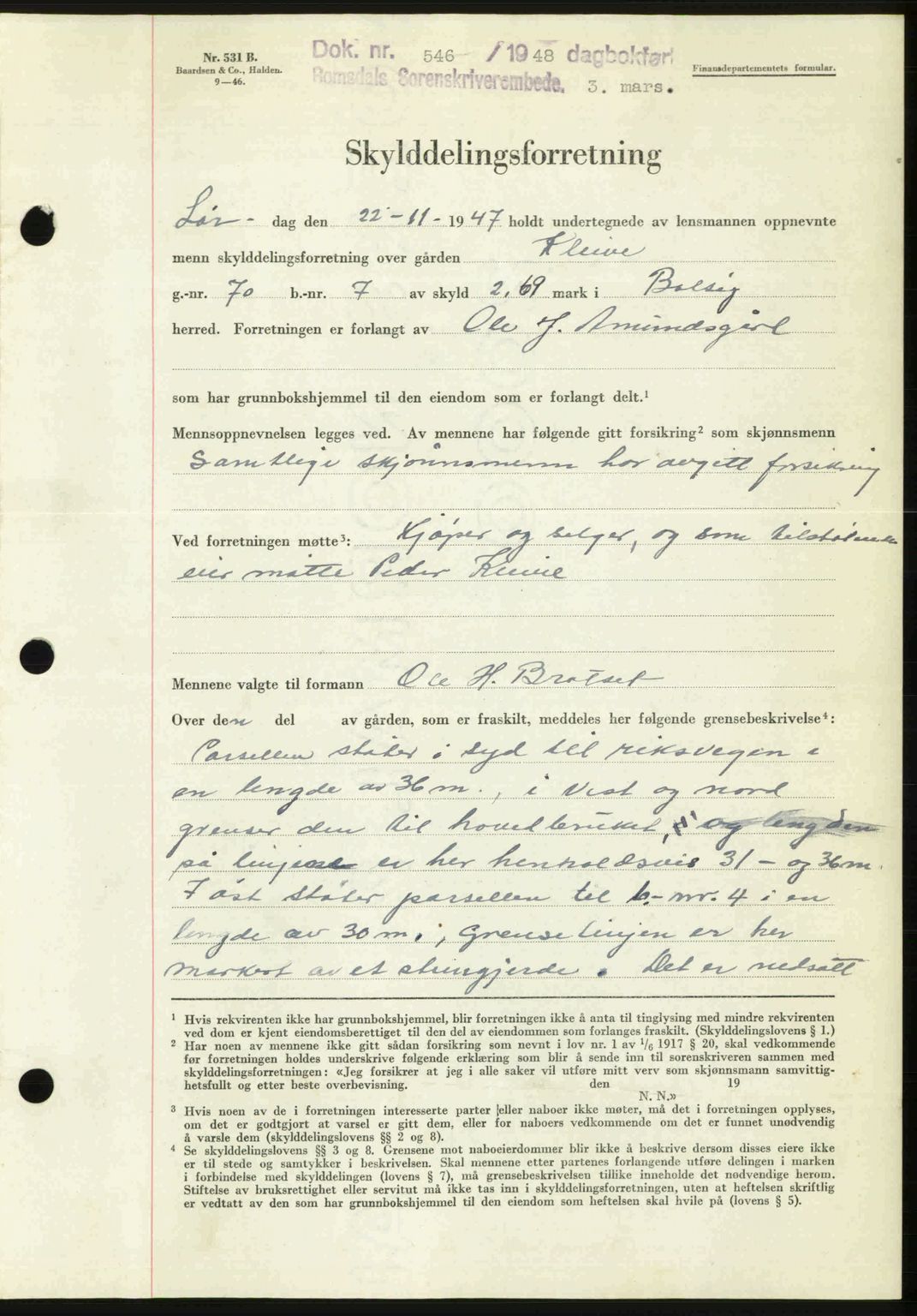 Romsdal sorenskriveri, SAT/A-4149/1/2/2C: Pantebok nr. A25, 1948-1948, Dagboknr: 546/1948