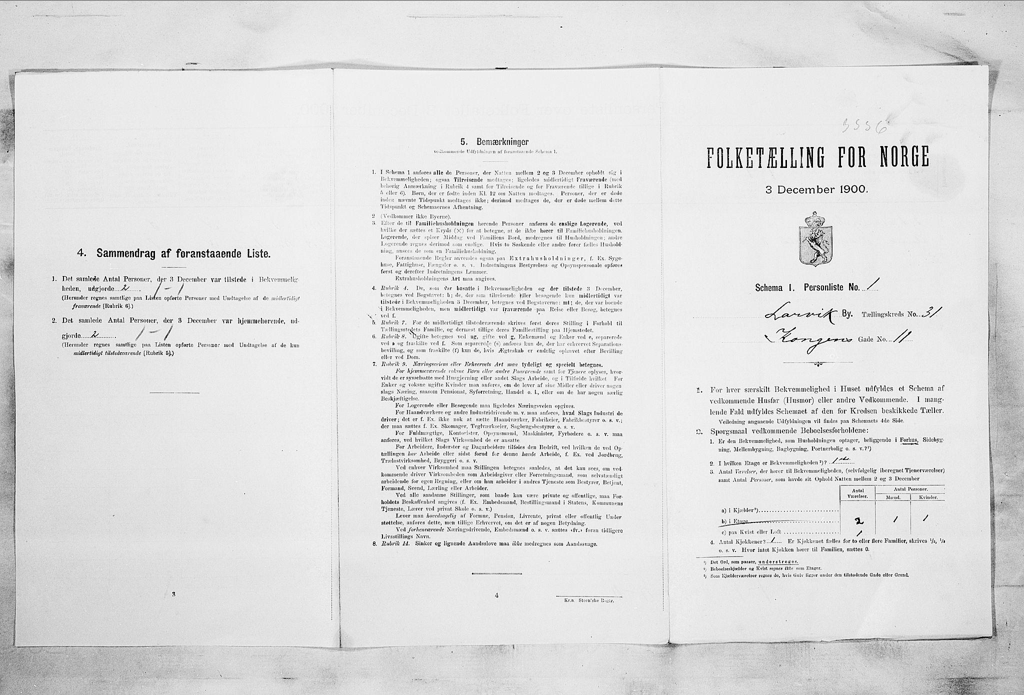 RA, Folketelling 1900 for 0707 Larvik kjøpstad, 1900, s. 3722