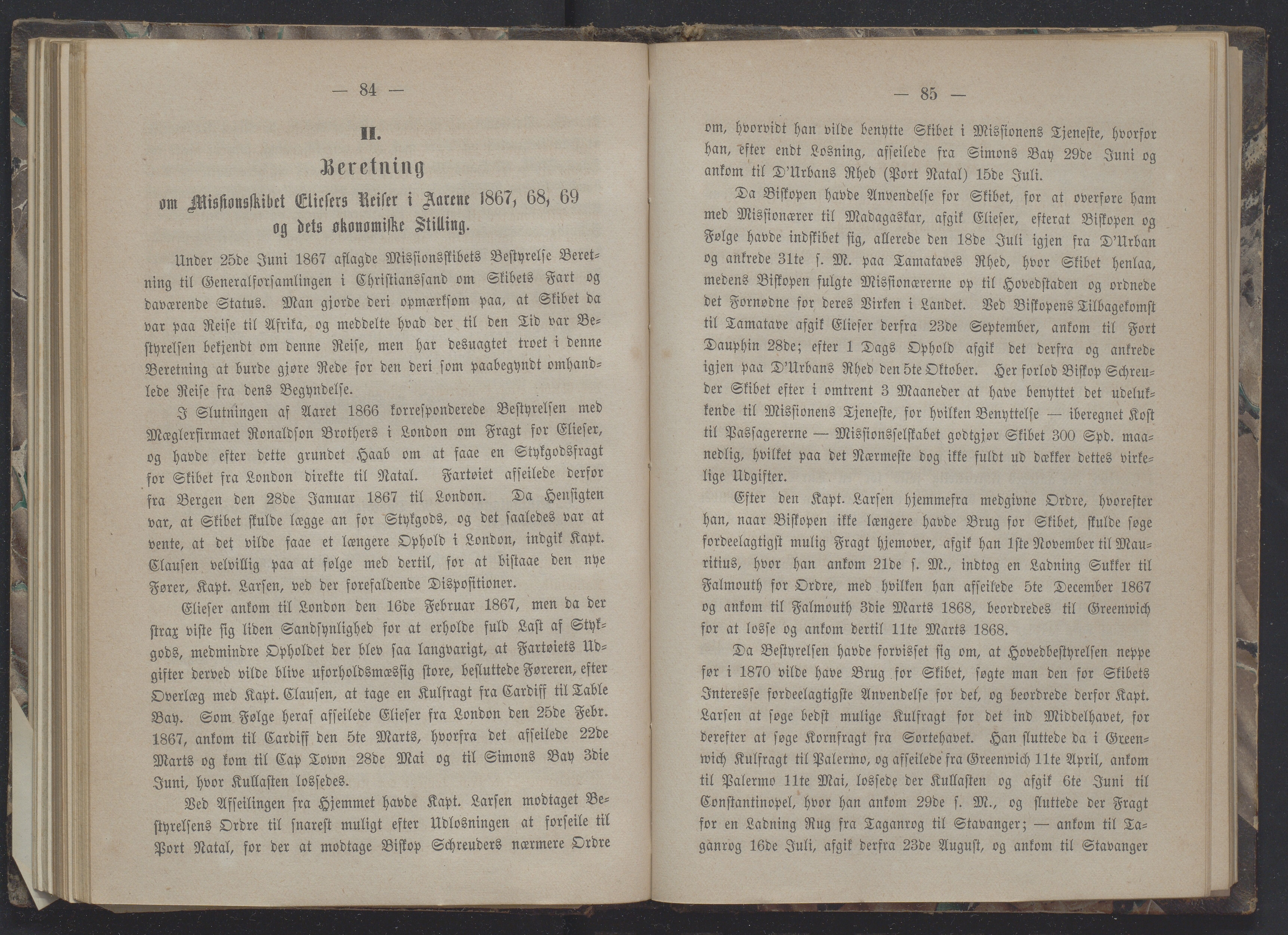 Det Norske Misjonsselskap - hovedadministrasjonen, VID/MA-A-1045/D/Db/Dba/L0337/0009: Beretninger, Bøker, Skrifter o.l   / Årsberetninger 28 , 1870, s. 84-85