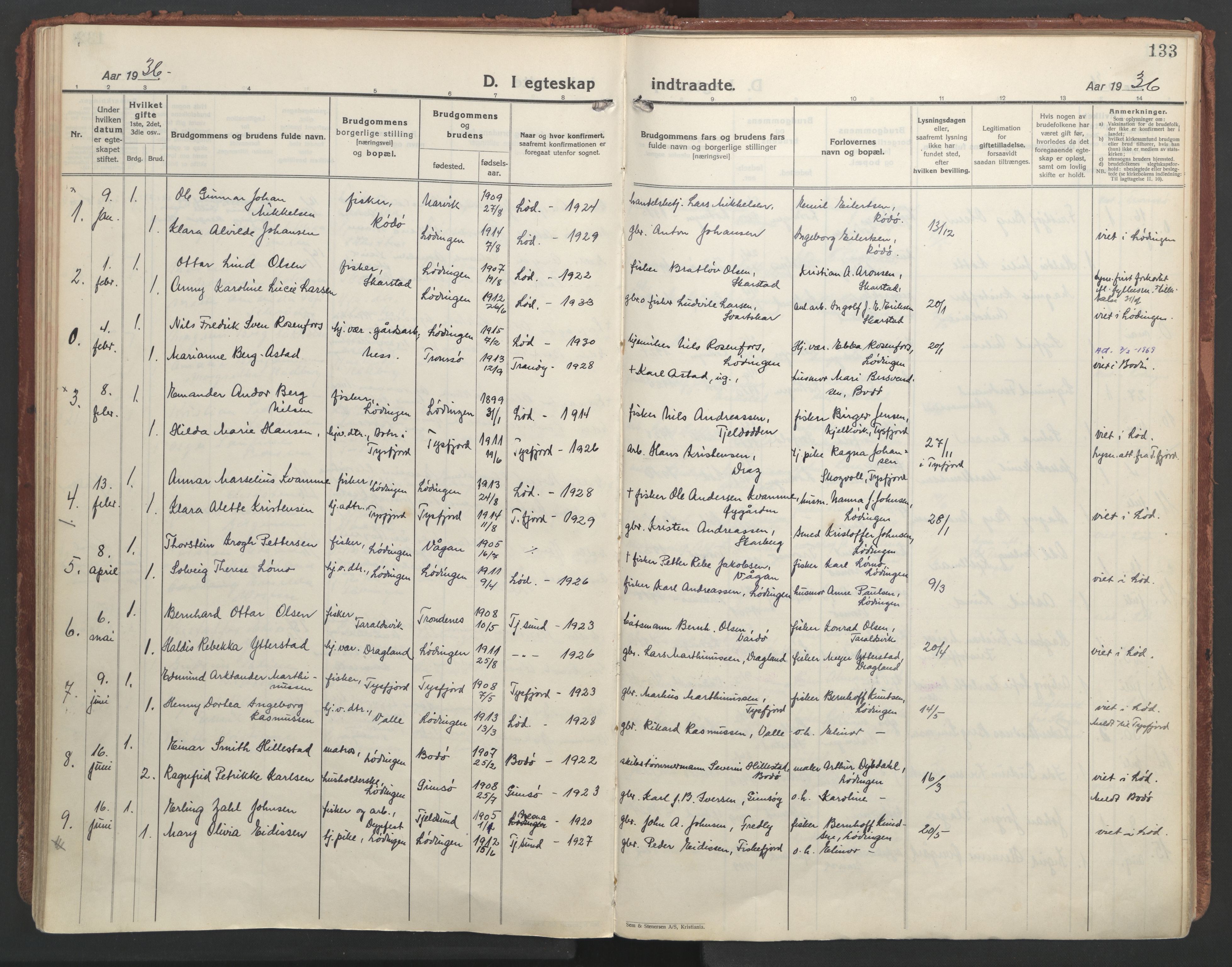 Ministerialprotokoller, klokkerbøker og fødselsregistre - Nordland, AV/SAT-A-1459/872/L1043: Ministerialbok nr. 872A18, 1925-1939, s. 133