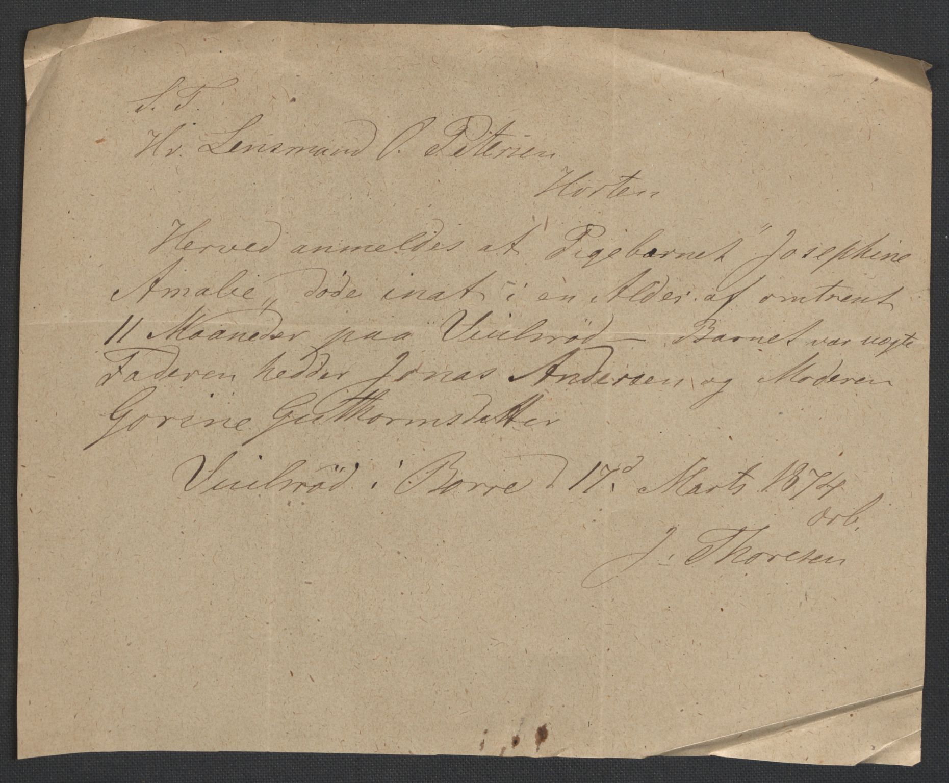 Borre lensmannskontor, AV/SAKO-A-533/H/Ha/L0001A: Dødsfallsprotokoll, 1850-1875