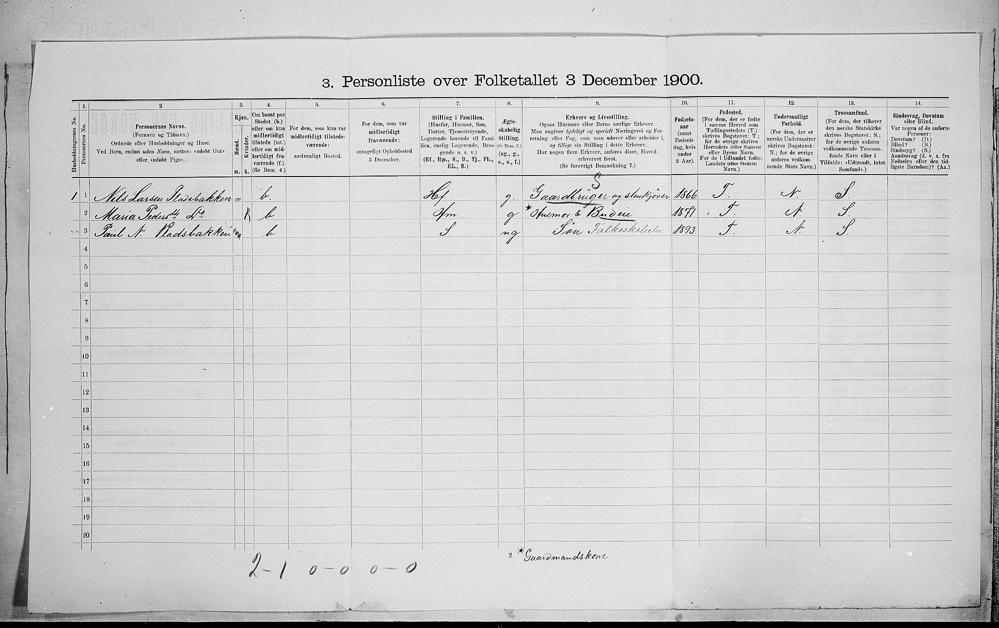 SAH, Folketelling 1900 for 0519 Sør-Fron herred, 1900, s. 881