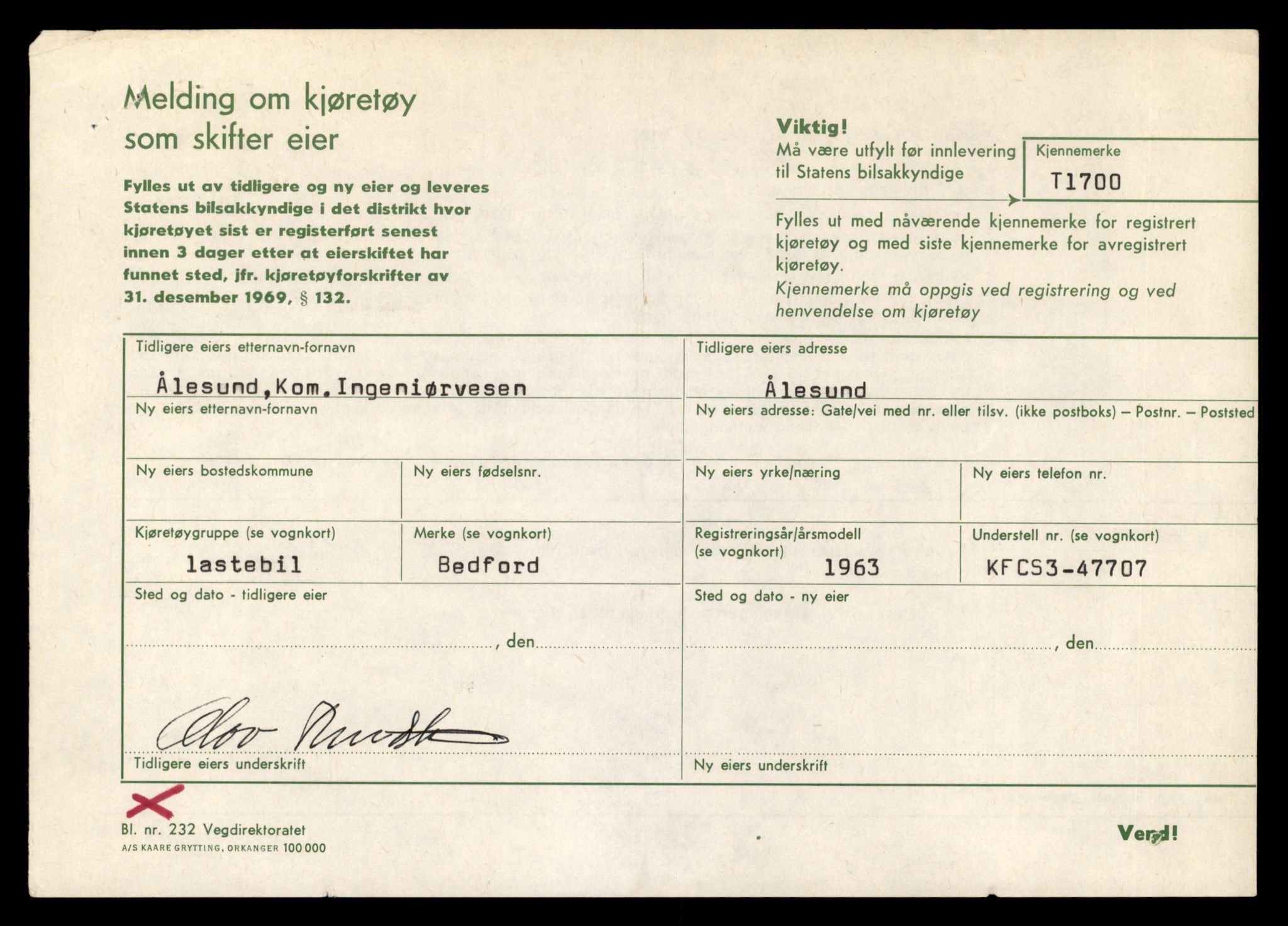 Møre og Romsdal vegkontor - Ålesund trafikkstasjon, SAT/A-4099/F/Fe/L0015: Registreringskort for kjøretøy T 1700 - T 1850, 1927-1998, s. 7