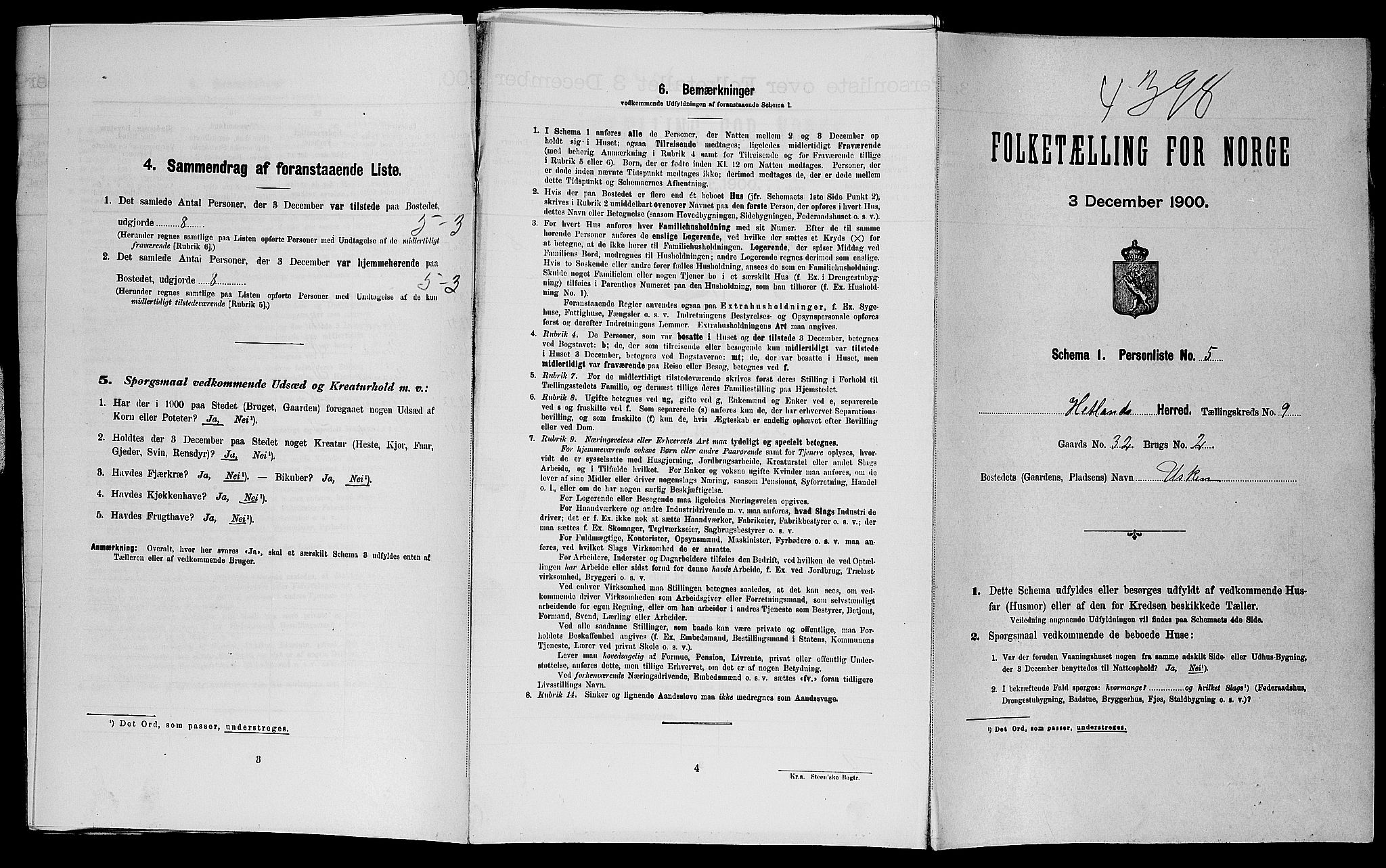 SAST, Folketelling 1900 for 1126 Hetland herred, 1900, s. 1348
