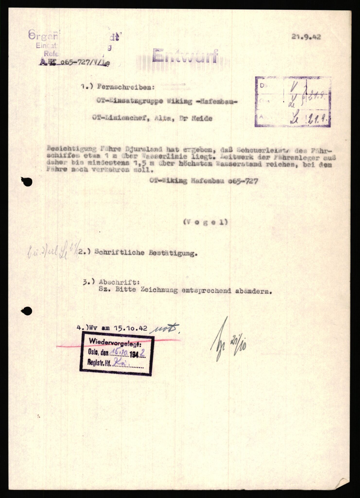 Tyske arkiver, Organisation Todt (OT), Einsatzgruppe Wiking, AV/RA-RAFA-2188/1/E/E2/E2d/L0023: Fähren und Anlegen, 1942-1944, s. 134