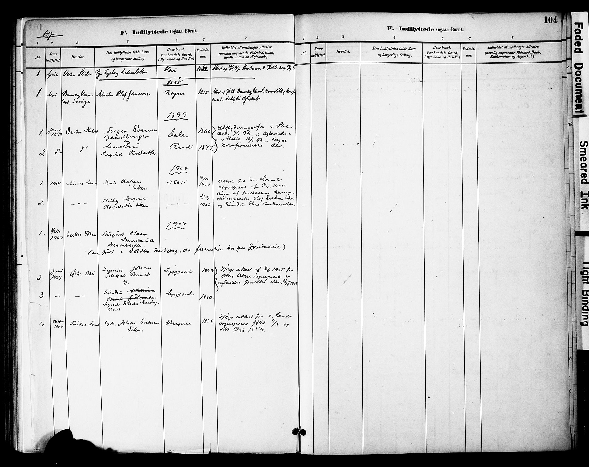 Øystre Slidre prestekontor, AV/SAH-PREST-138/H/Ha/Haa/L0003: Ministerialbok nr. 3, 1887-1910, s. 104