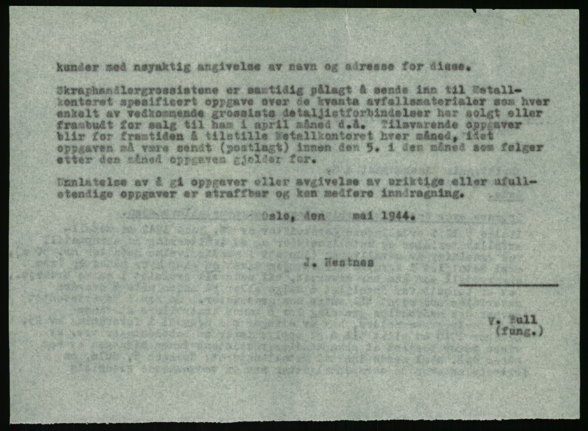 Direktoratet for industriforsyning, Sekretariatet, AV/RA-S-4153/D/Df/L0054: 9. Metallkontoret, 1940-1945, s. 1808