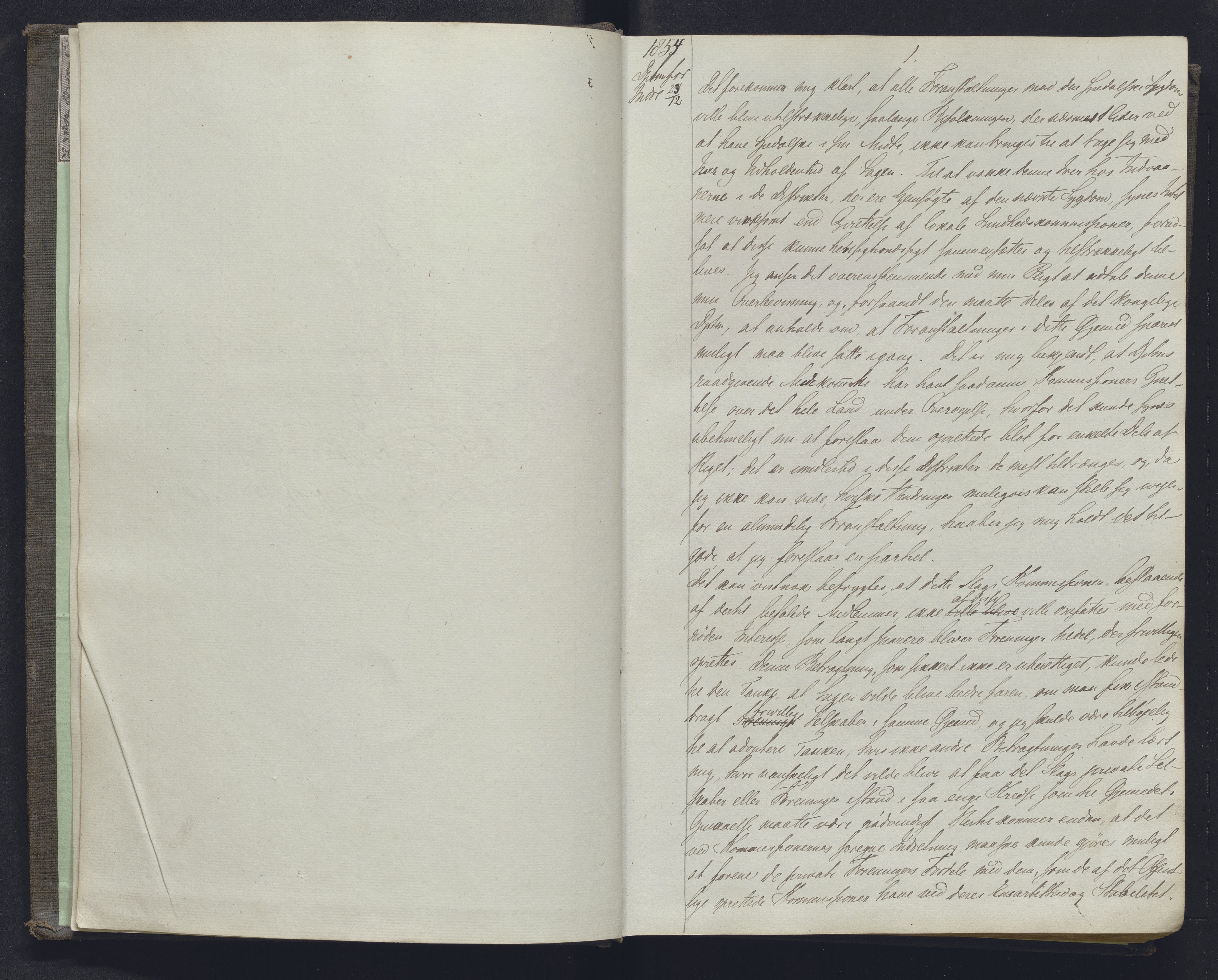 Lepraarkiver - Overlegen for den spedalske sykdom, AV/SAB-A-61001/B.b/L0001: Kopibok, 1854-1858, s. 1
